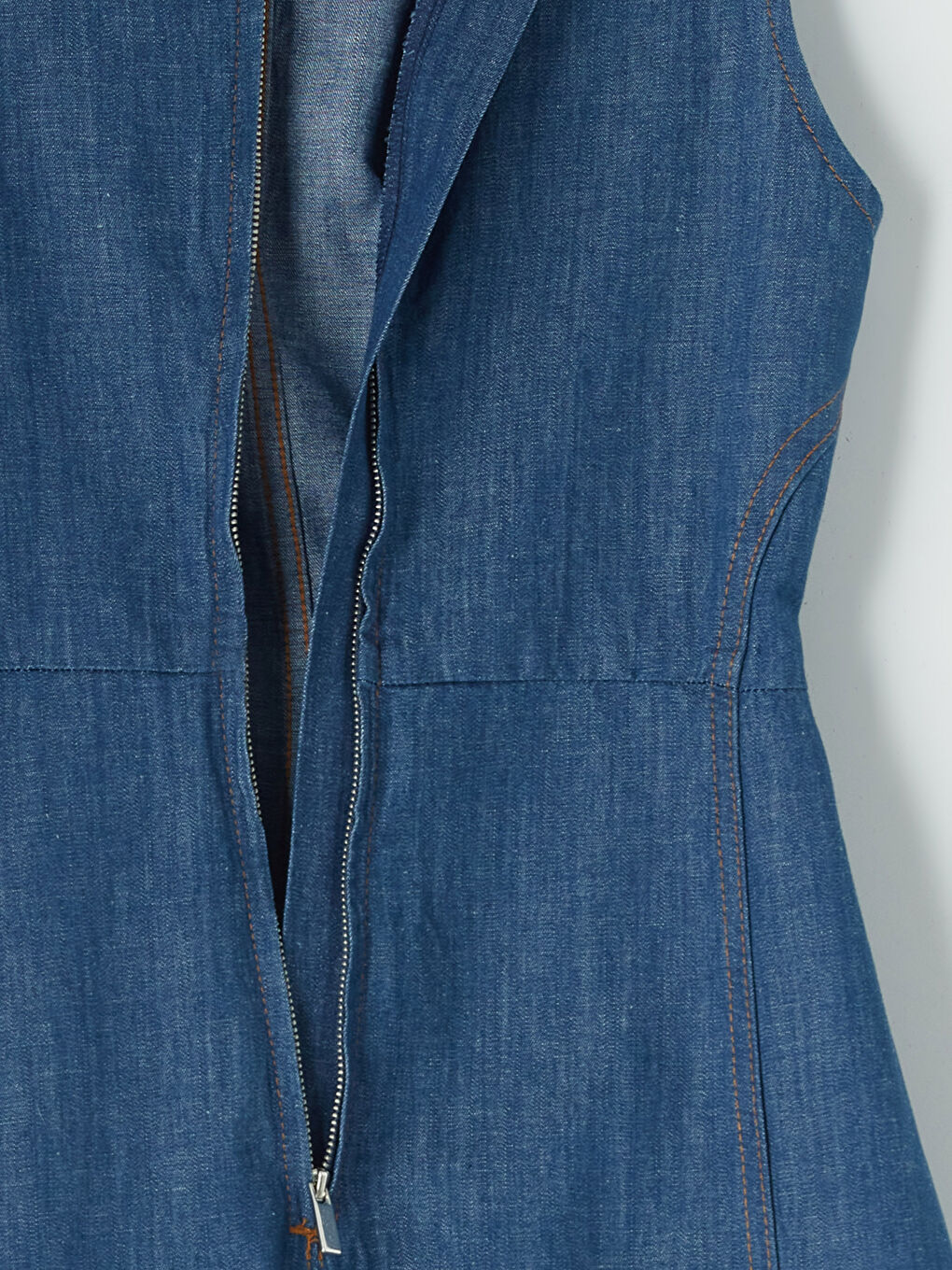 Mavi Bisiklet Yaka Belden Oturtmalı Jean Elbise-7