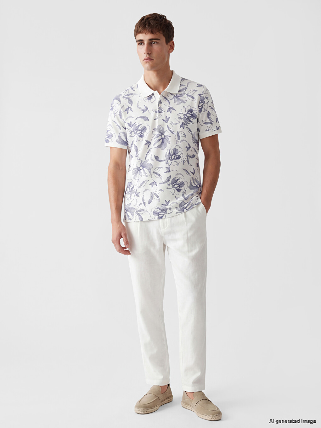 Polo Collar Patterned Pique Men's T-Shirt-1