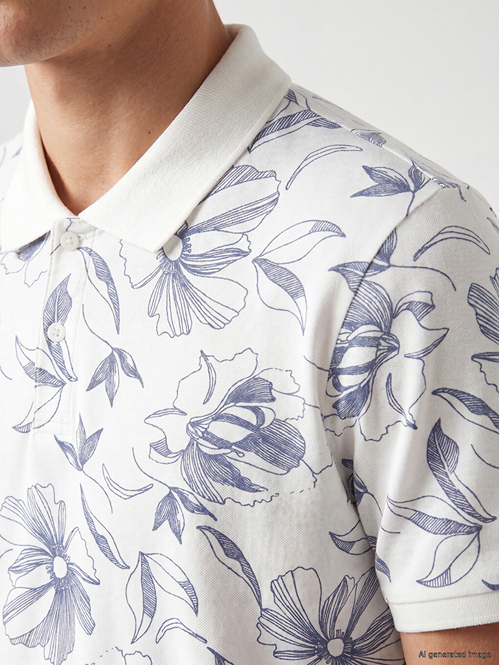 Polo Collar Patterned Pique Men's T-Shirt-2