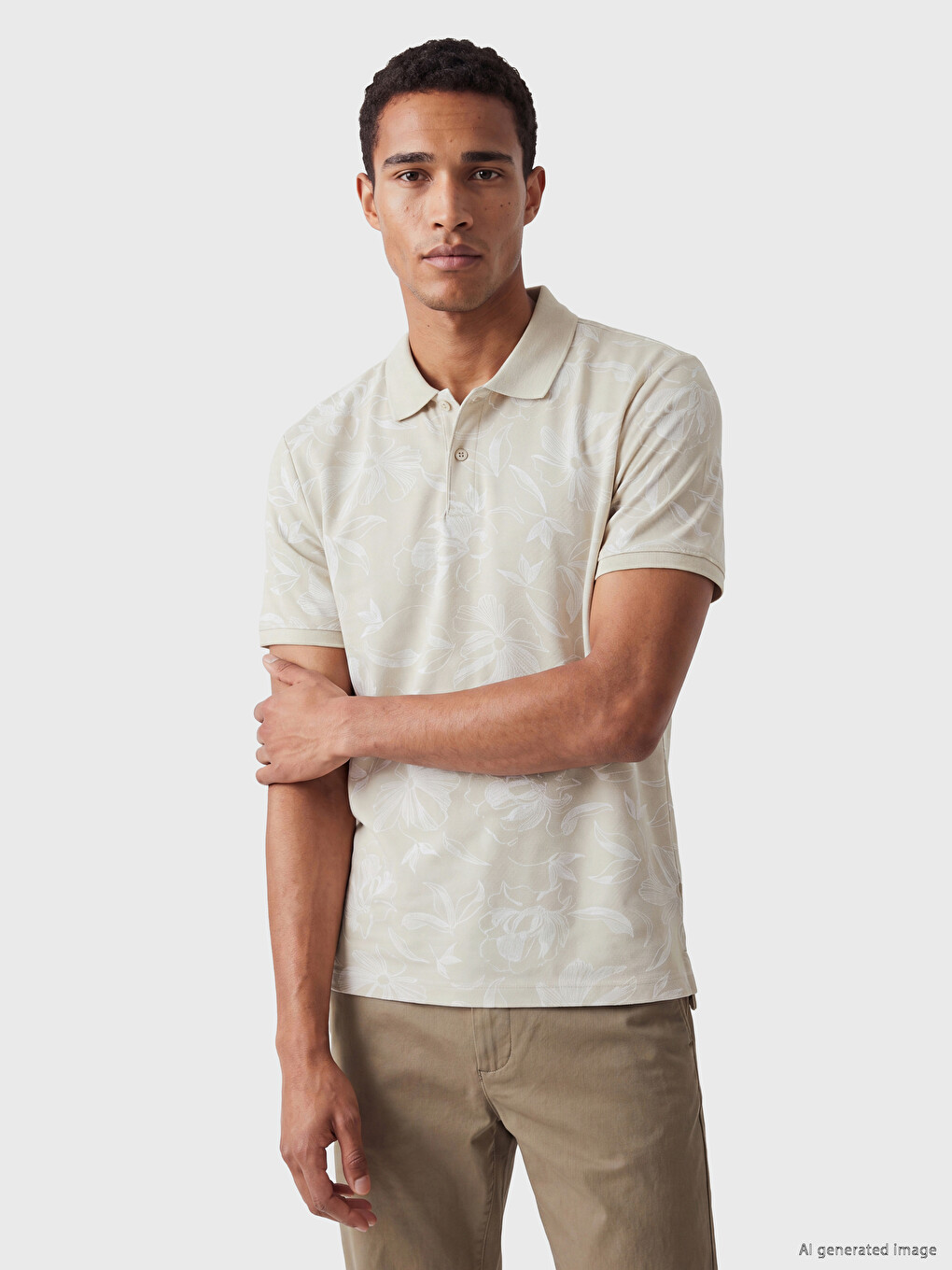 Polo Collar Patterned Pique Men's T-shirt