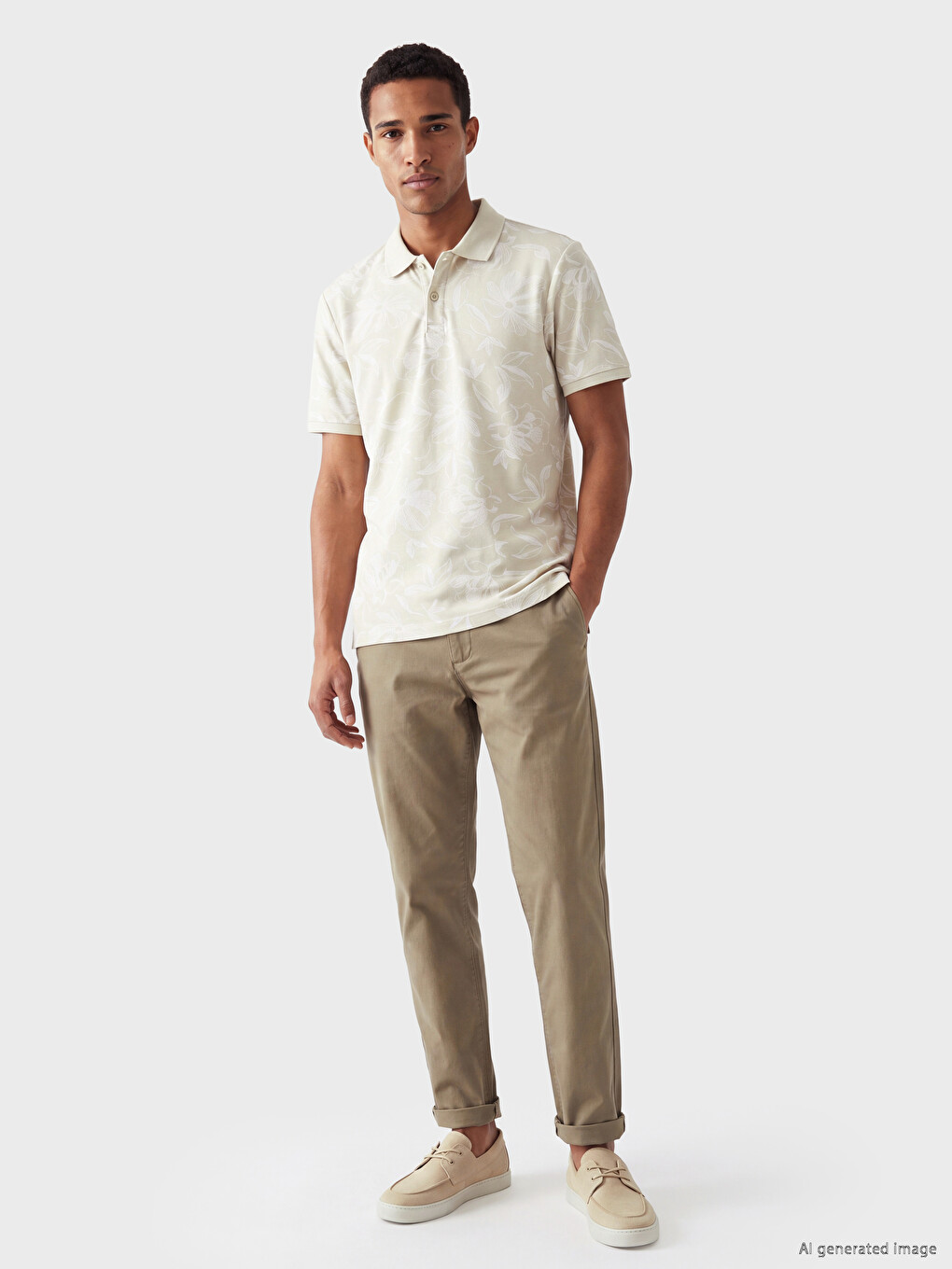 Polo Collar Patterned Pique Men's T-shirt-1
