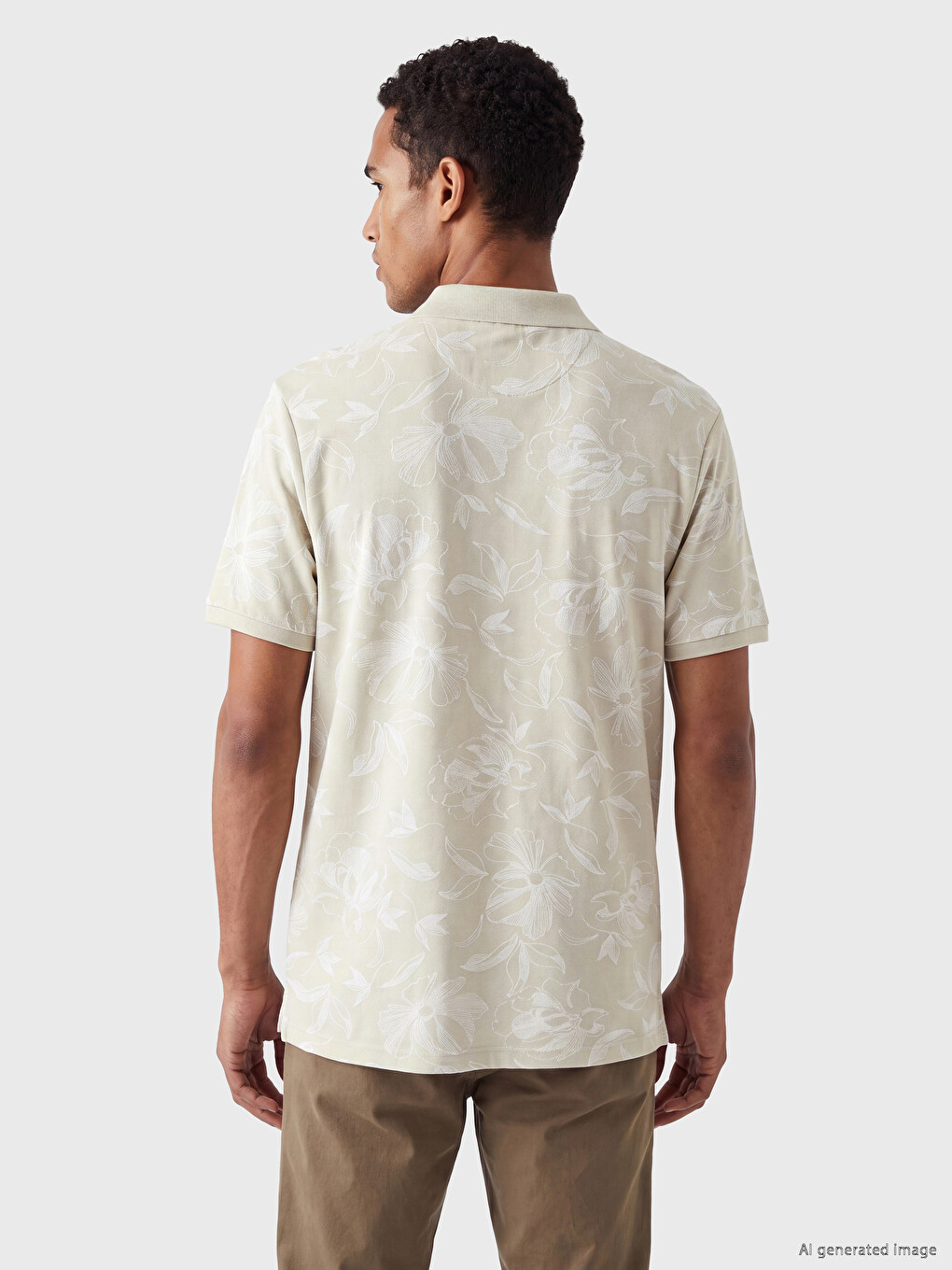 Polo Collar Patterned Pique Men's T-shirt-3