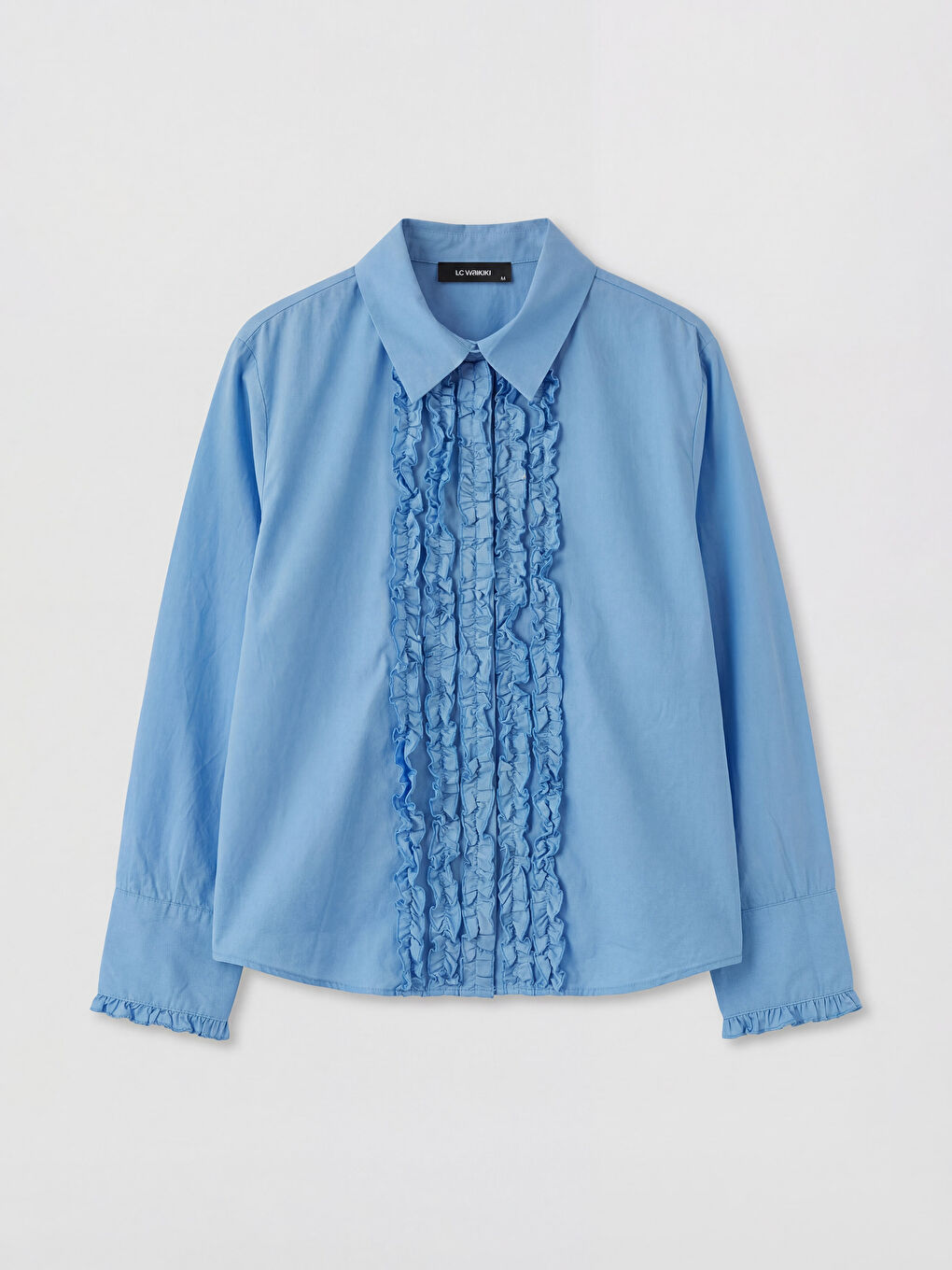 Mavi Fırfırlı Kadın Gömlek-4