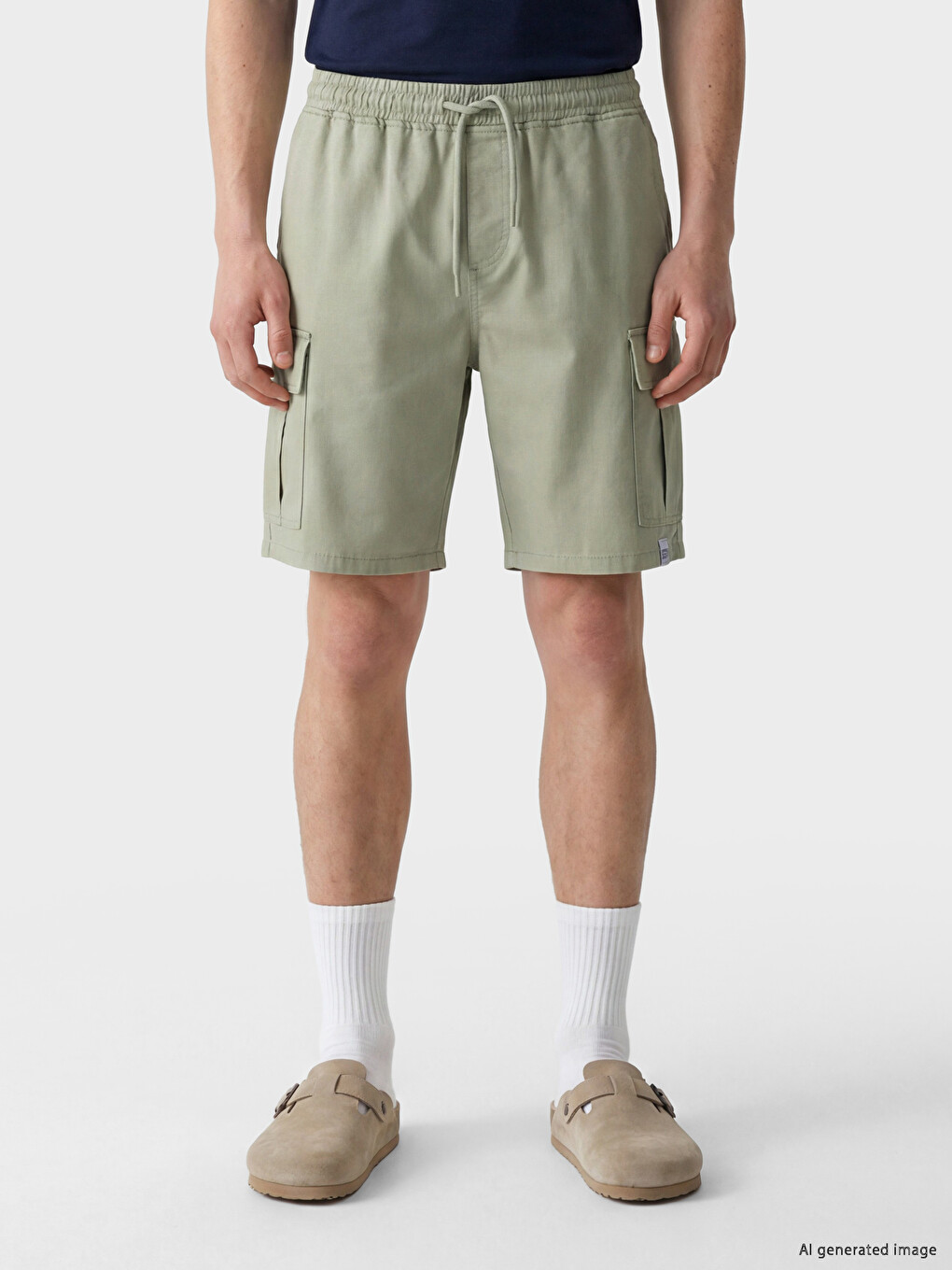 Regular Fit sa lastišem muški cargo šorts-1