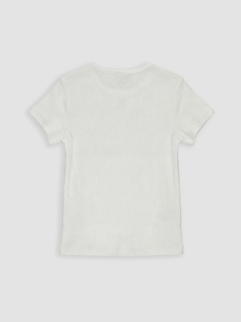 Ekru Fiyonk Detaylı Fitilli Kız Çocuk Tişört-1