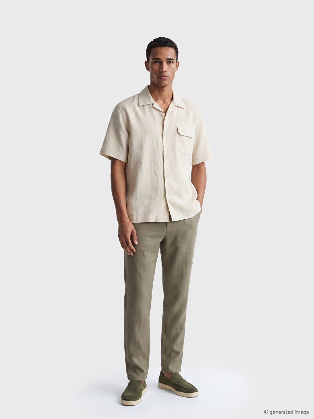 Ekru Regular Fit Erkek Gömlek-1