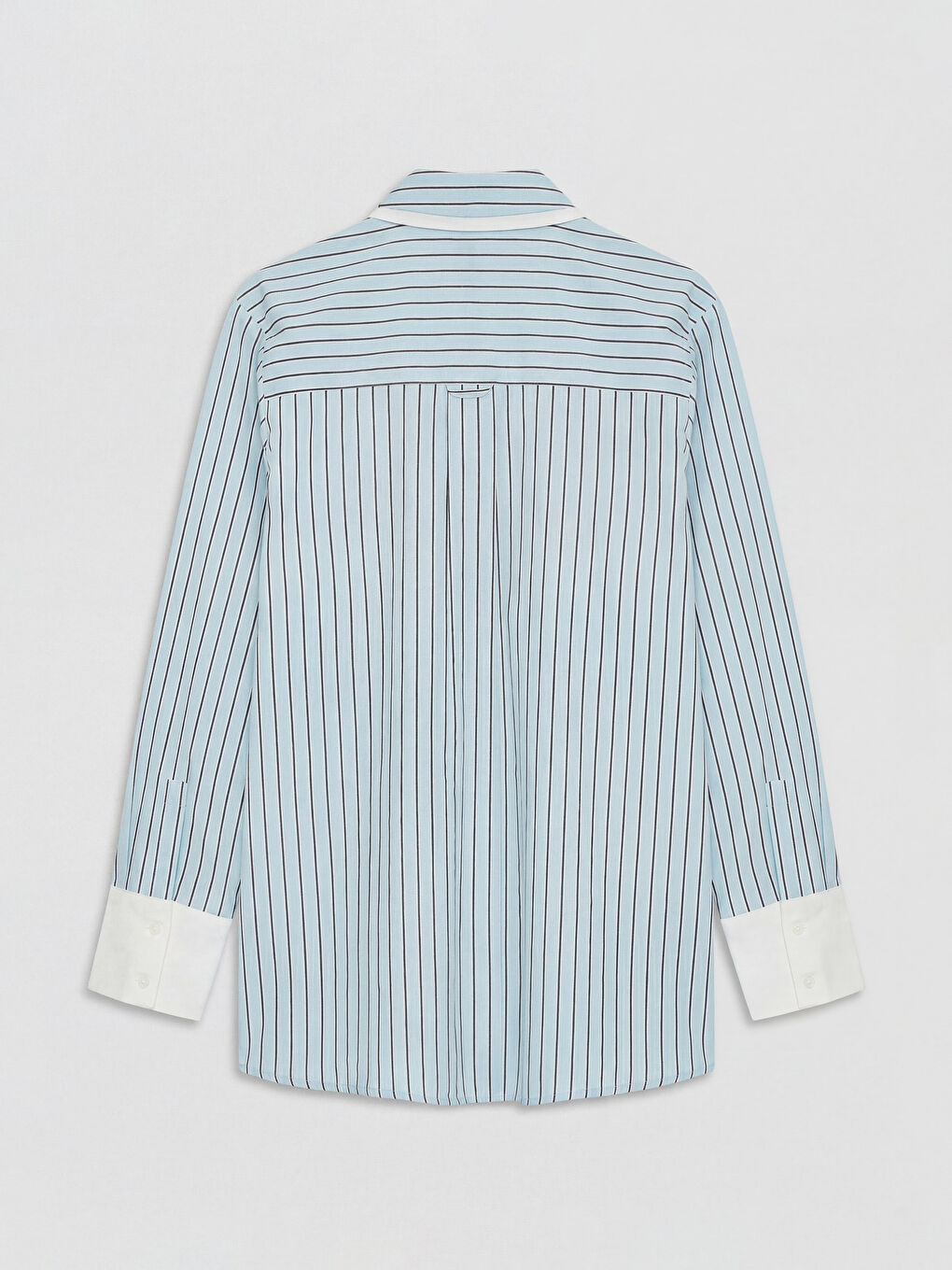 Mavi Bağlamalı Çizgili Kadın Gömlek-5