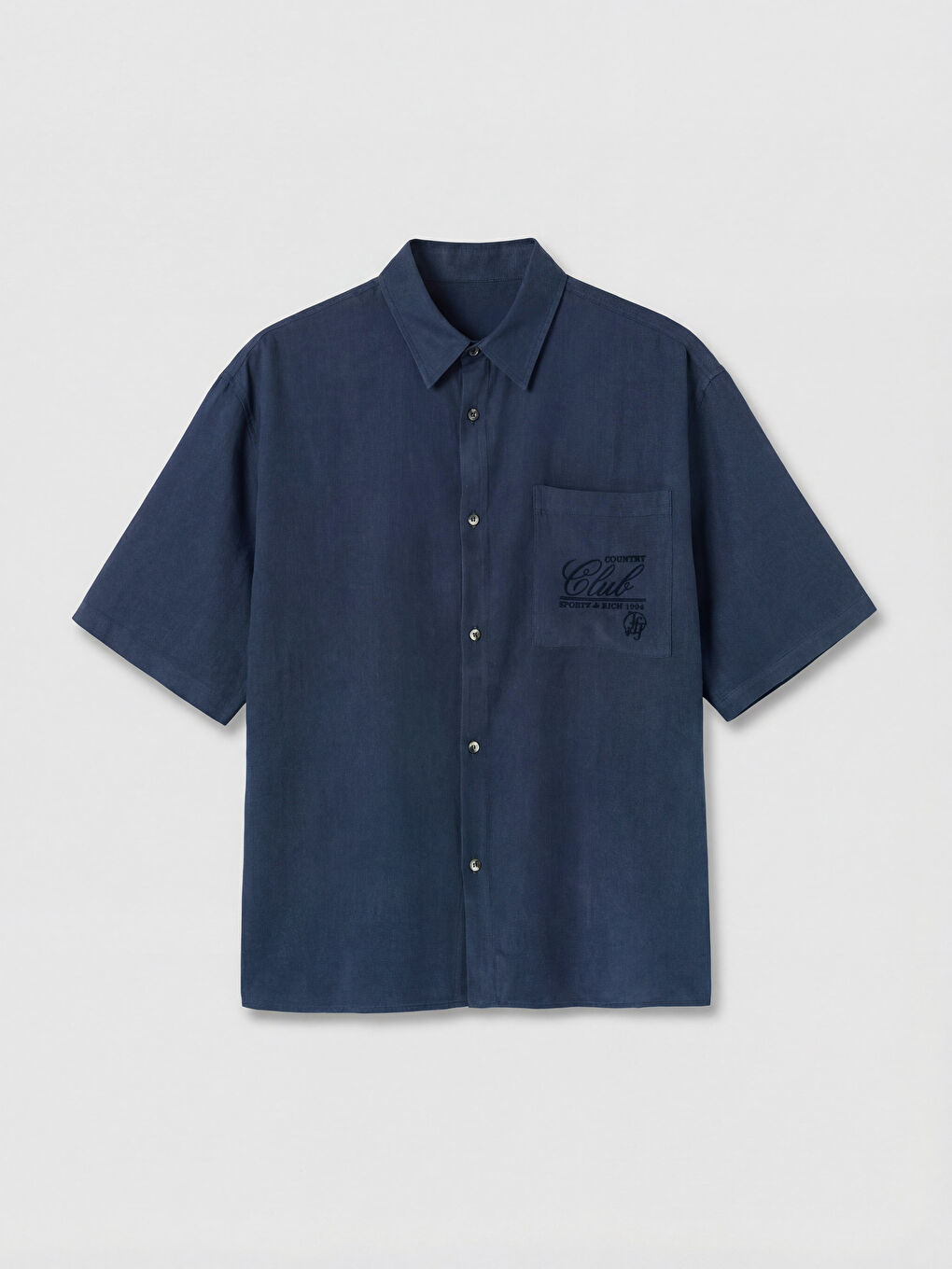 Lacivert Loose Fit Nakışlı Erkek Gömlek