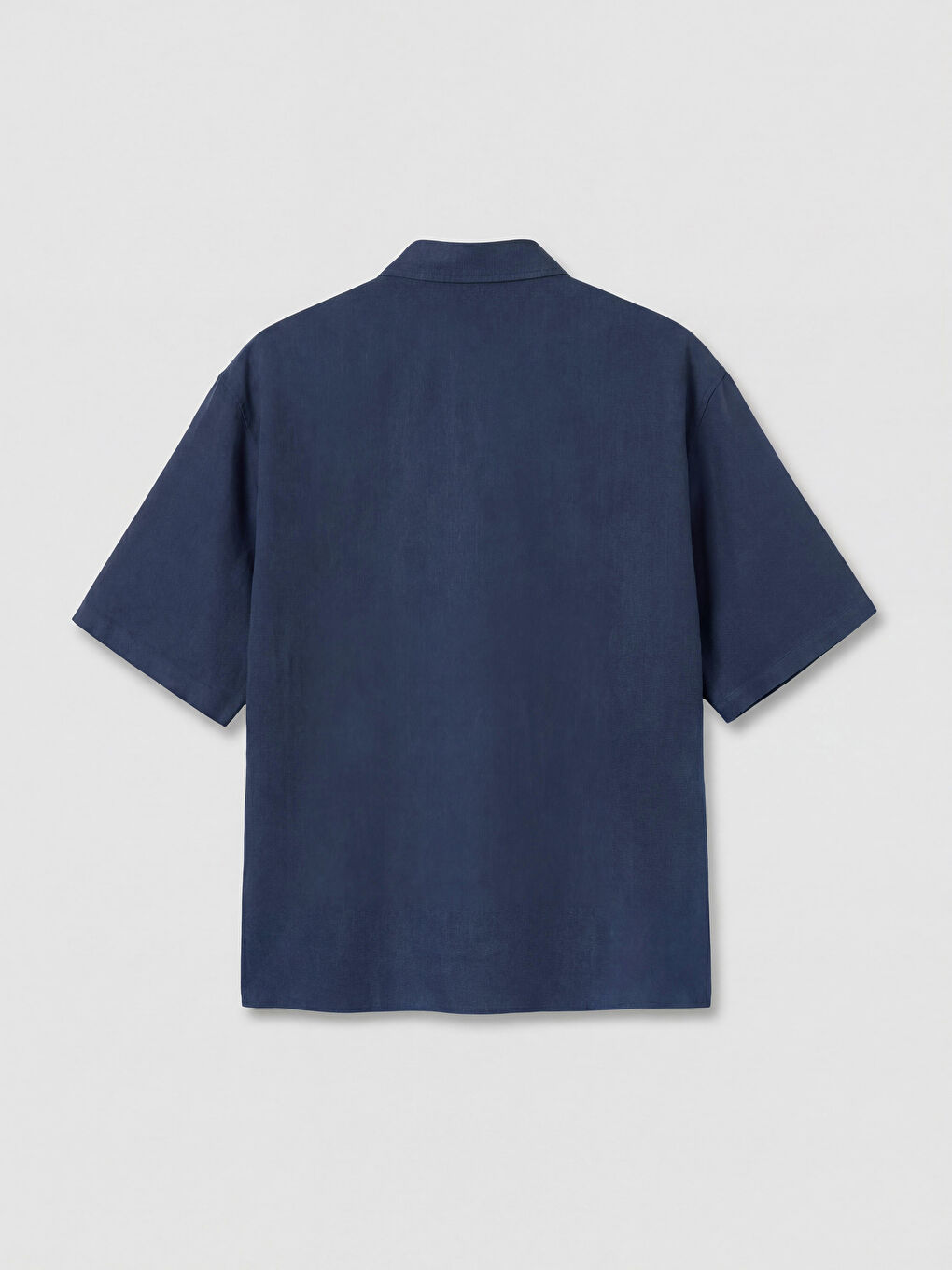 Lacivert Loose Fit Nakışlı Erkek Gömlek-1