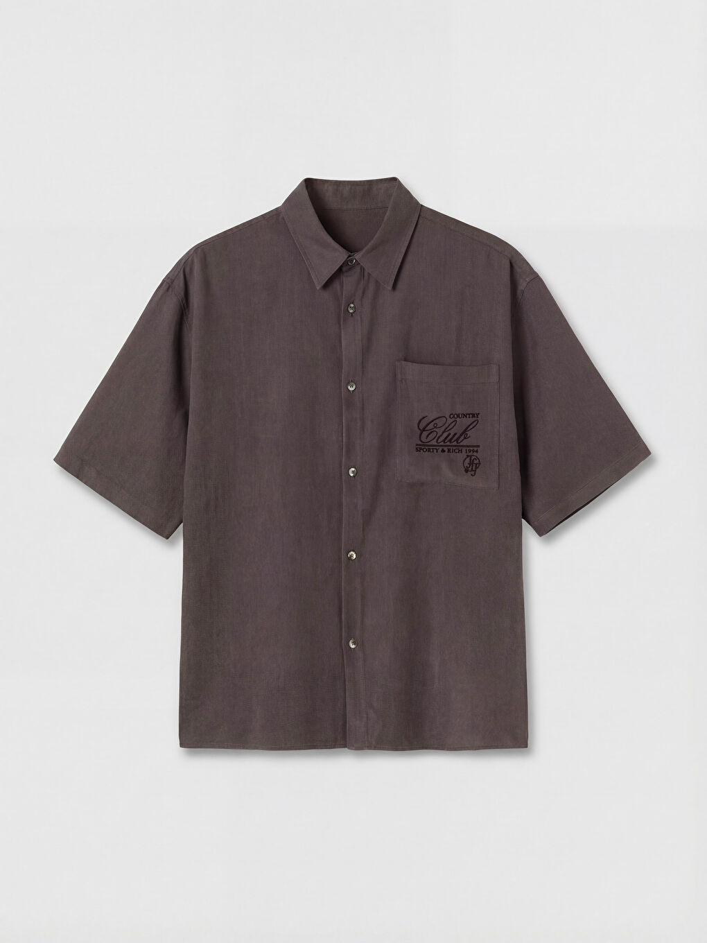 Kahverengi Loose Fit Nakışlı Erkek Gömlek-4