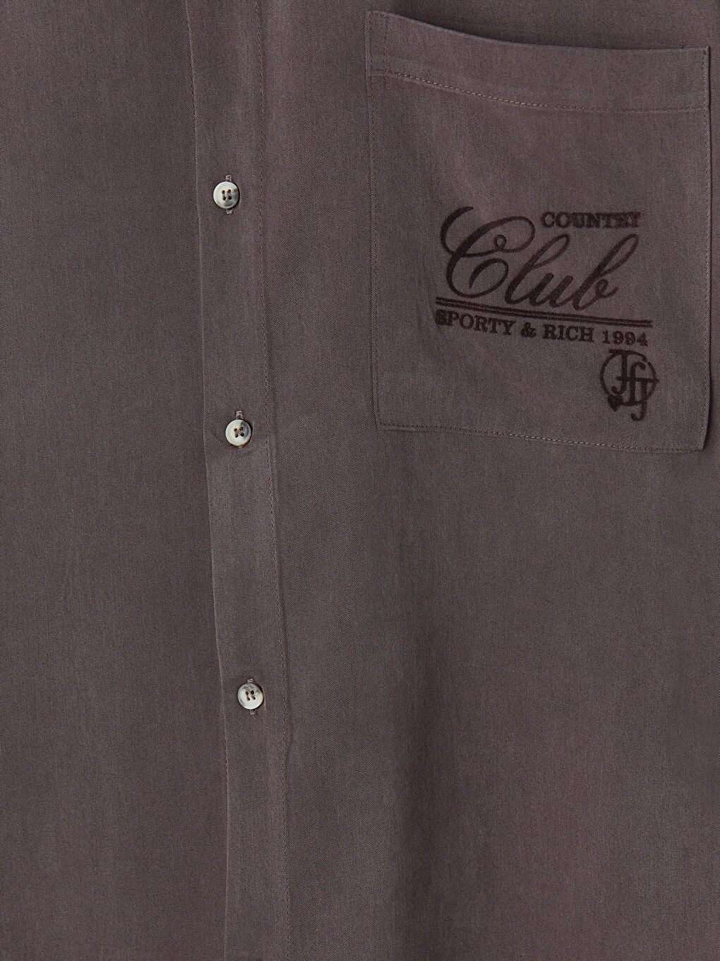 Kahverengi Loose Fit Nakışlı Erkek Gömlek-6