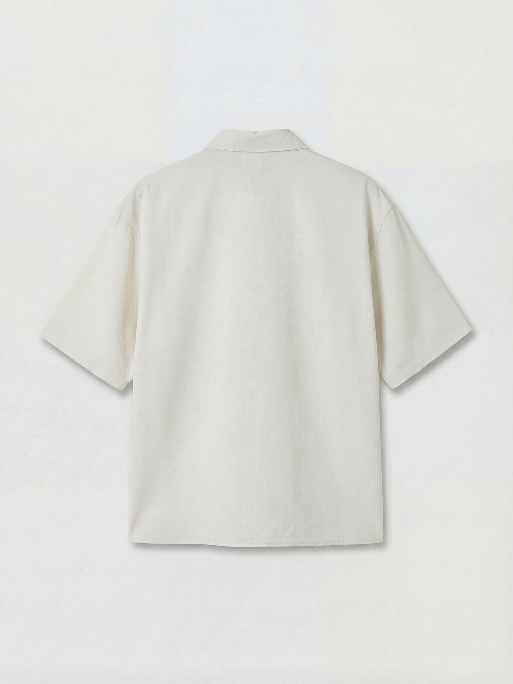 Ekru Loose Fit Nakışlı Erkek Gömlek-5