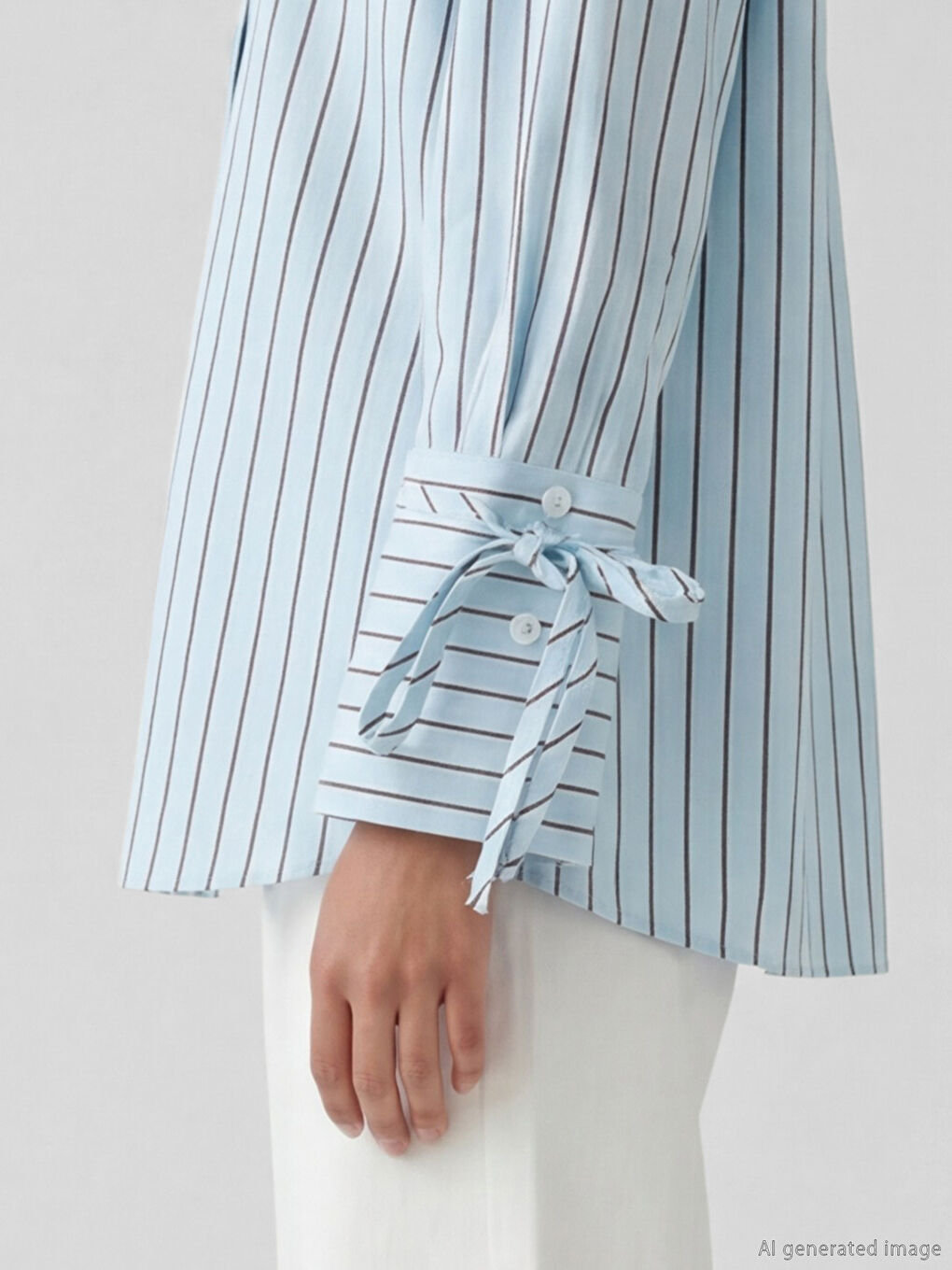 Mavi Çizgili Kadın Gömlek-2