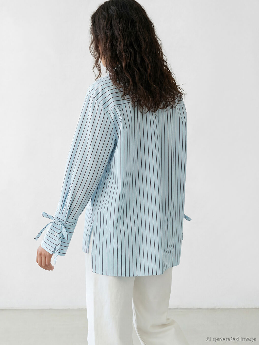 Mavi Çizgili Kadın Gömlek-3