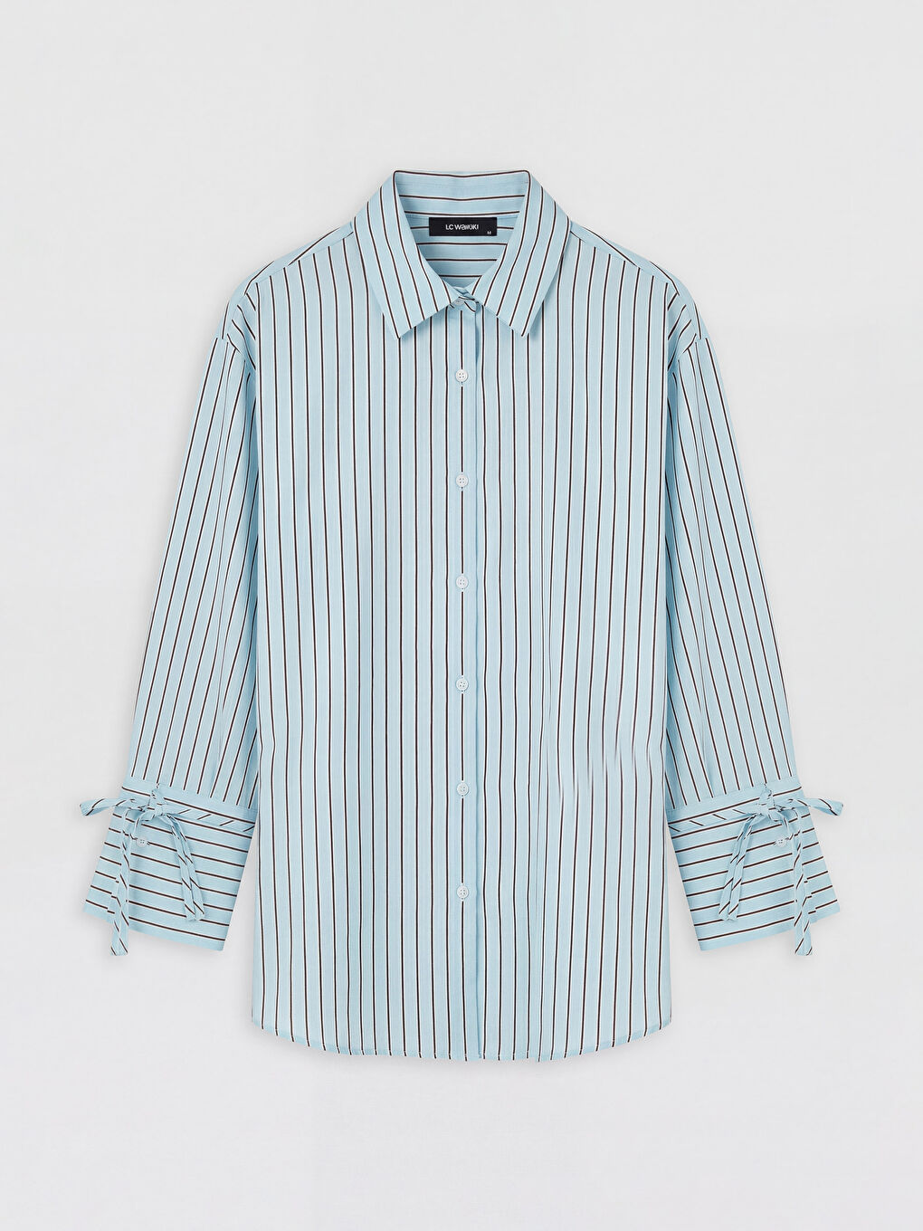 Mavi Çizgili Kadın Gömlek-4