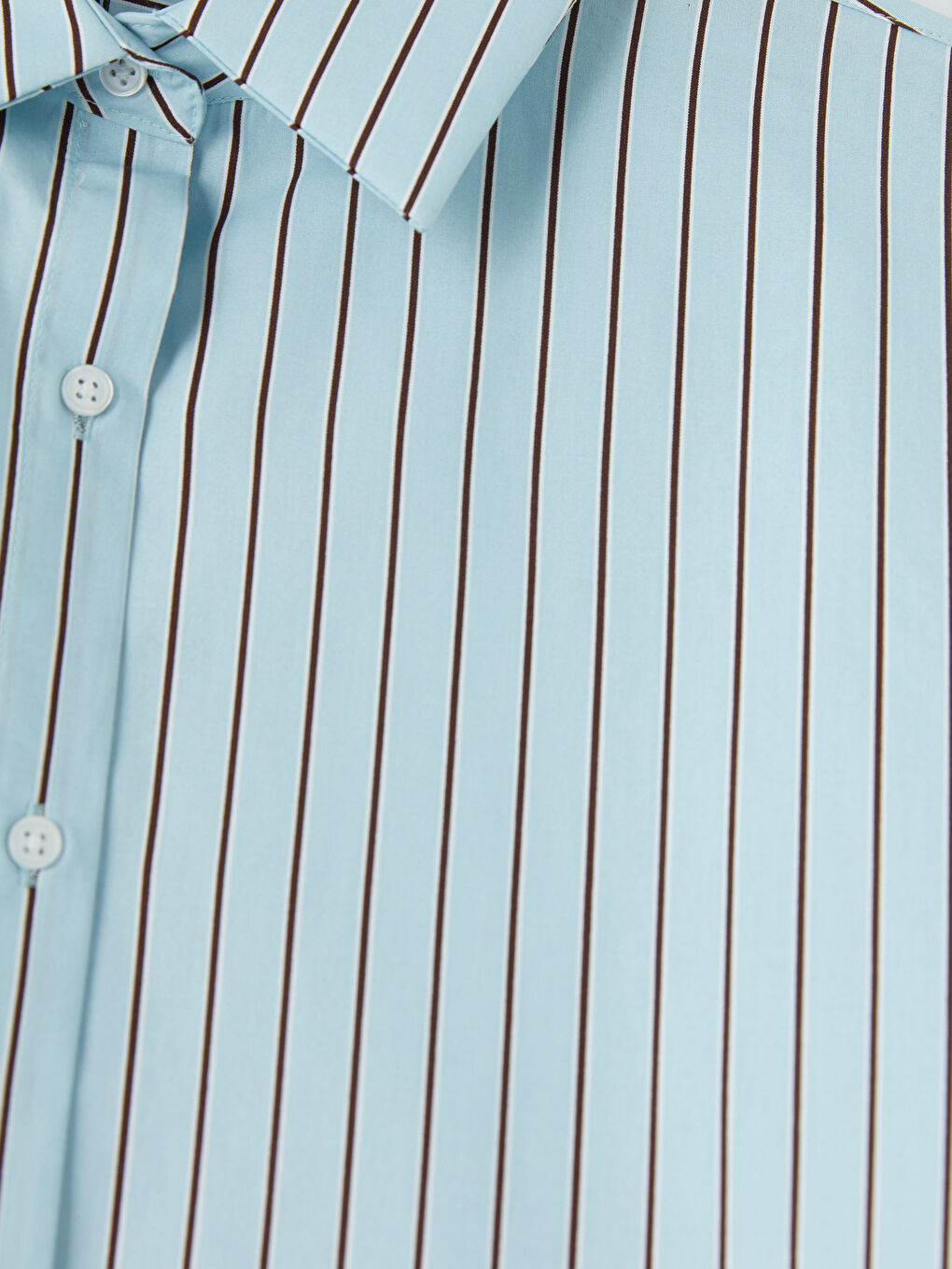 Mavi Çizgili Kadın Gömlek-6