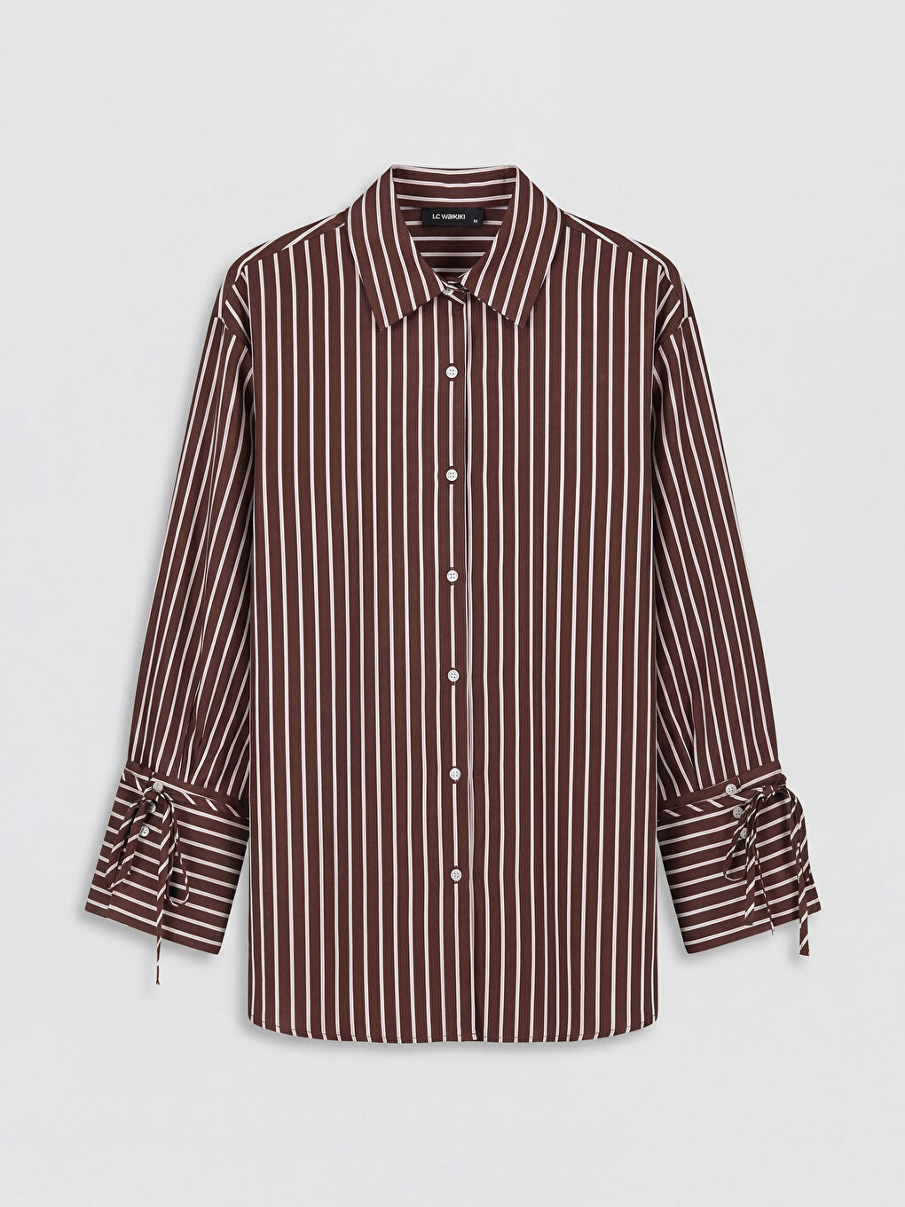 Kahverengi Çizgili Kadın Gömlek-2