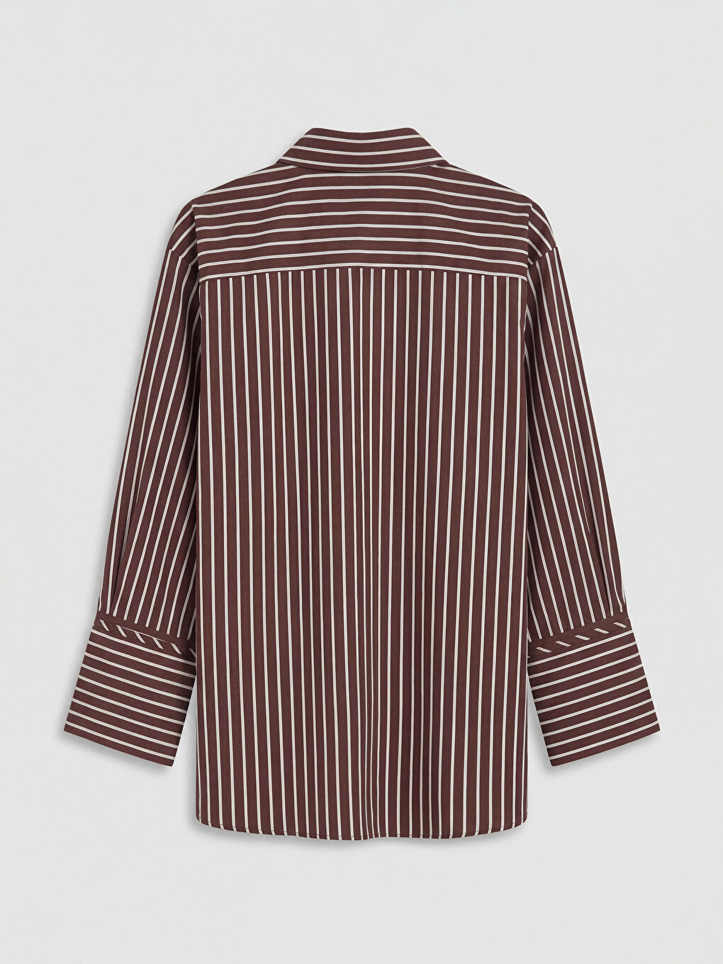 Kahverengi Çizgili Kadın Gömlek-3
