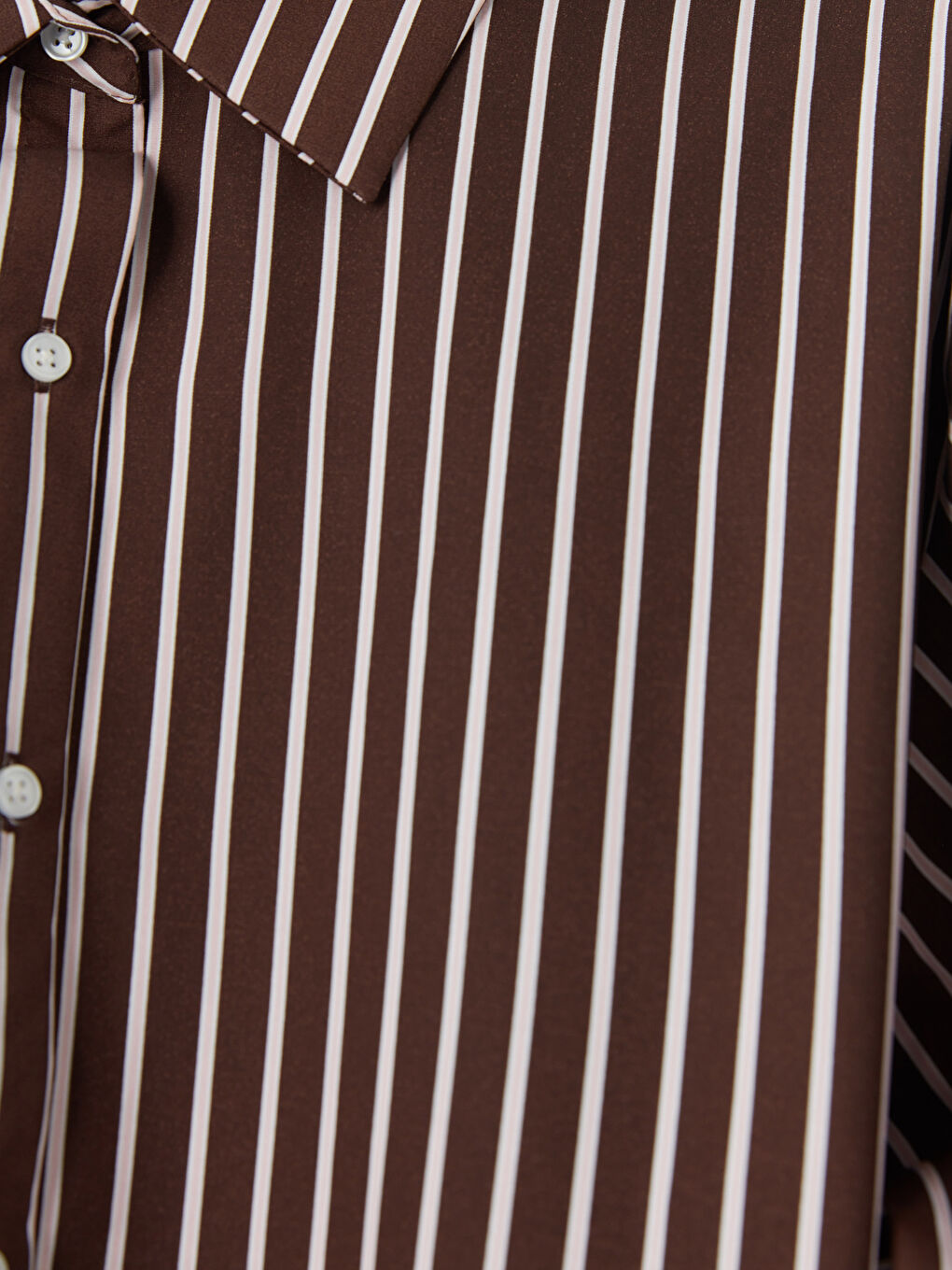 Kahverengi Çizgili Kadın Gömlek-4