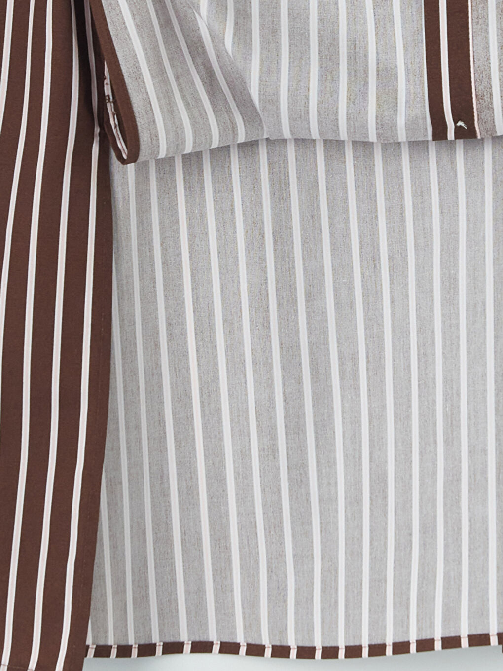 Kahverengi Çizgili Kadın Gömlek-5