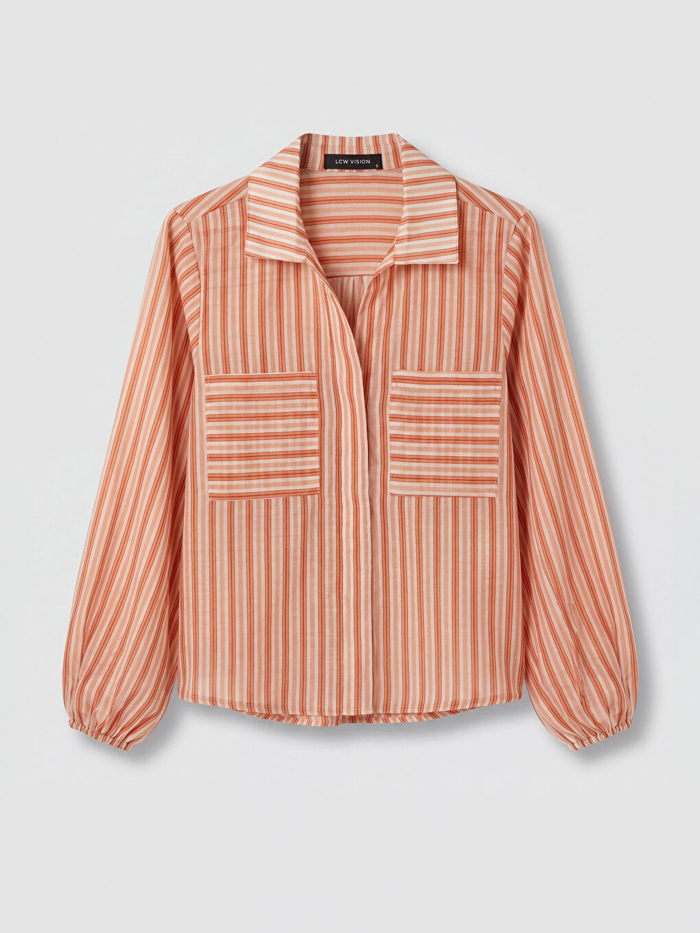 Pembe Çizgili Oversize Vual Kadın Gömlek-4