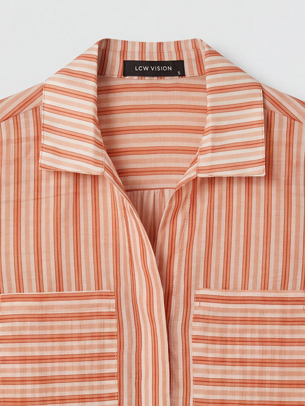 Pembe Çizgili Oversize Vual Kadın Gömlek-6