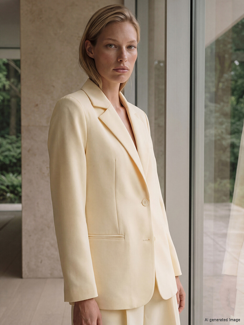 Sarı Oversize Kadın Blazer Ceket-2