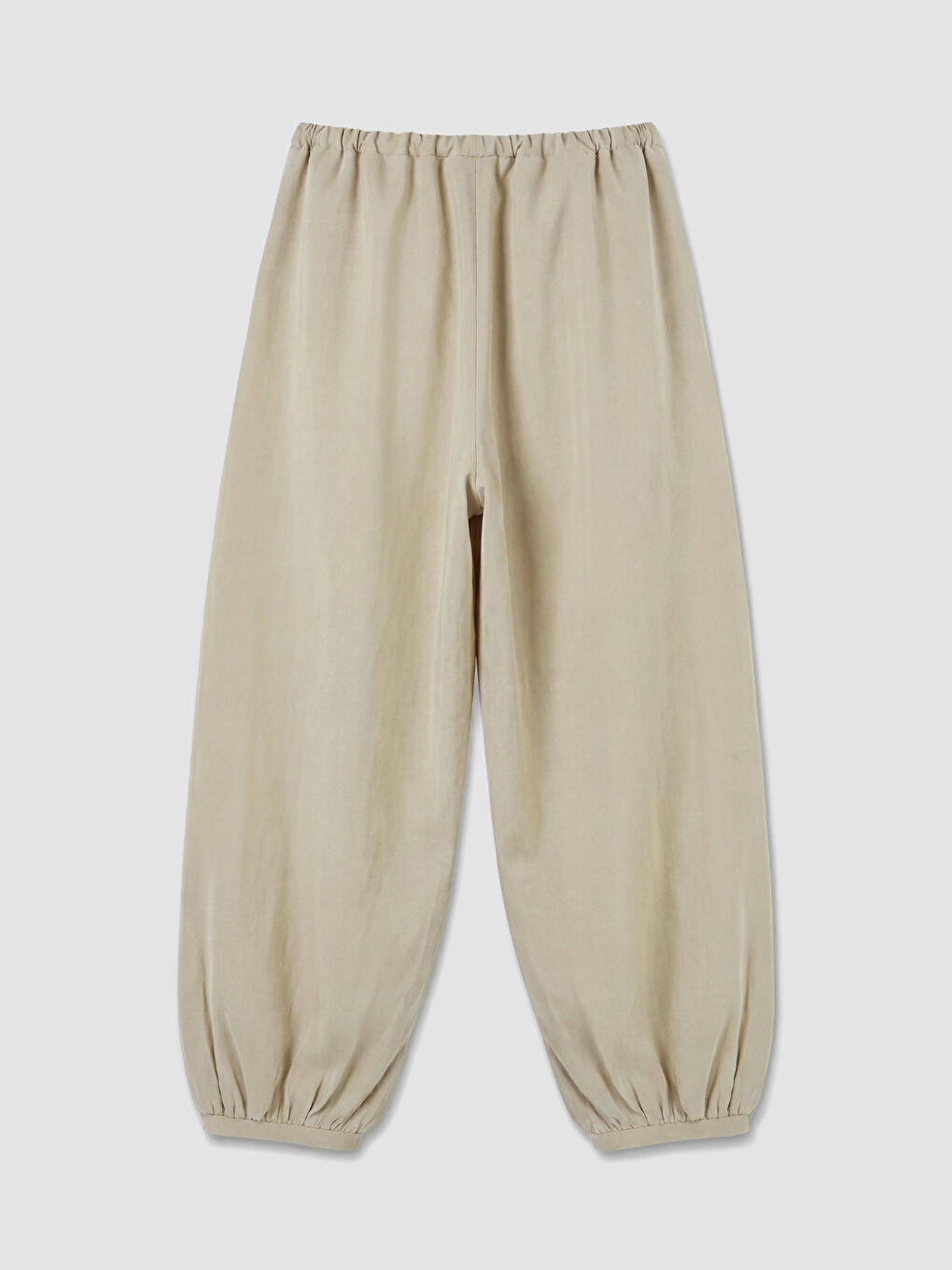 Bej Beli Lastikli Kadın Jogger Pantolon-2