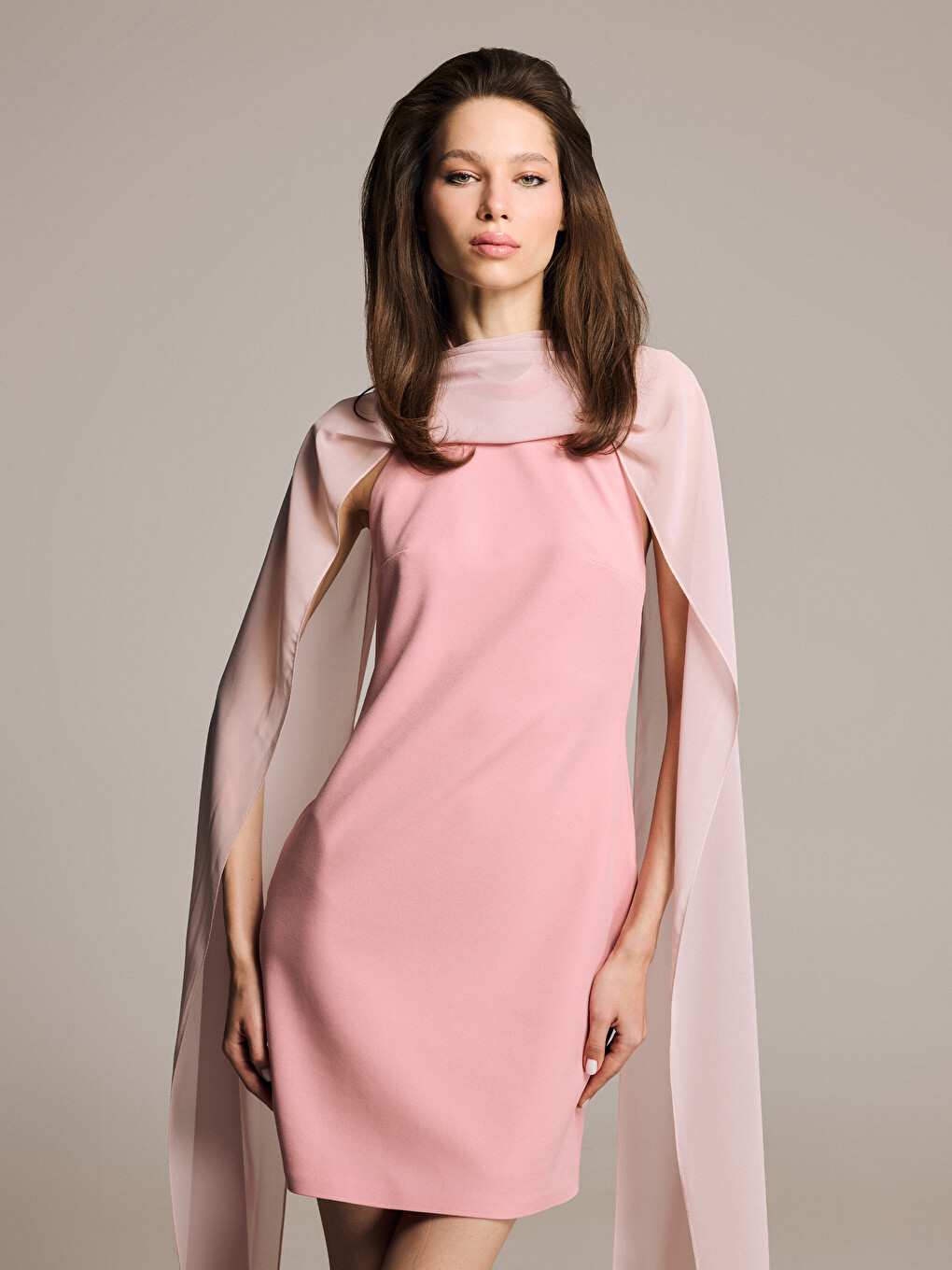 Halter Neck Tulle Mini Evening Dress-1
