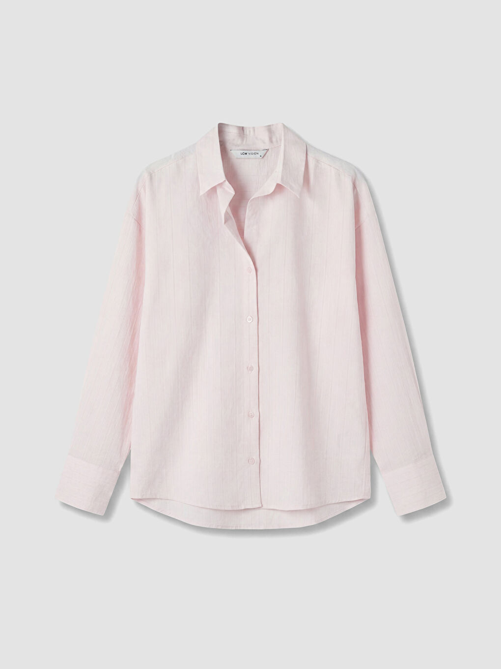 Pembe Çizgili Oversize Kadın Gömlek-3