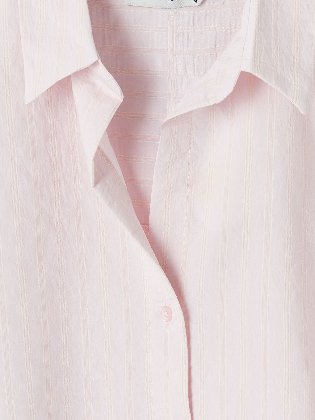 Pembe Çizgili Oversize Kadın Gömlek-4