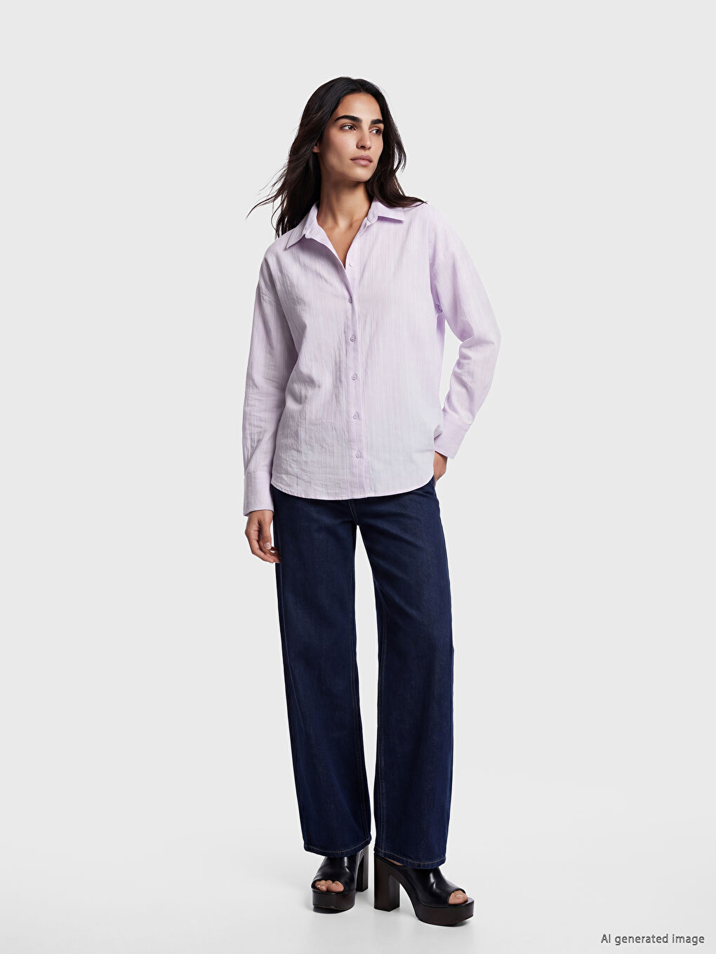 Striped Oversize Women's Shirt-1
