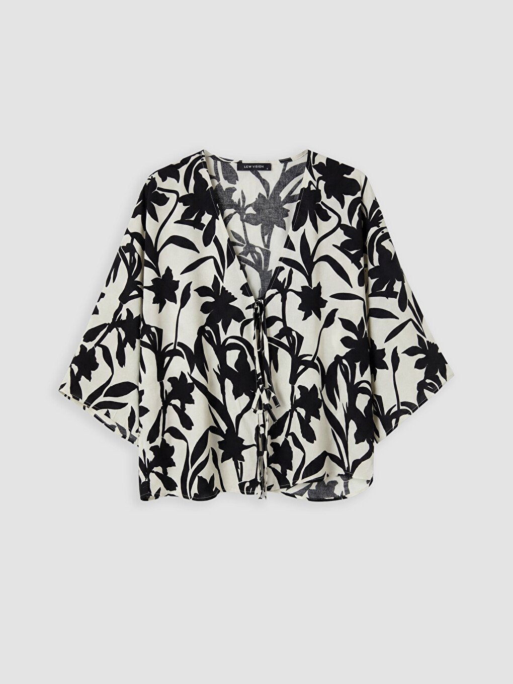 Siyah Çiçekli Oversize Kadın Kimono