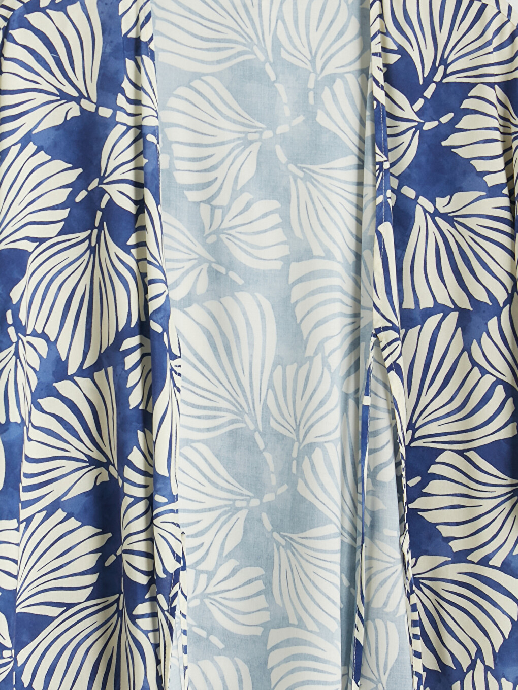 Mavi Çiçekli Oversize Kadın Kimono-2