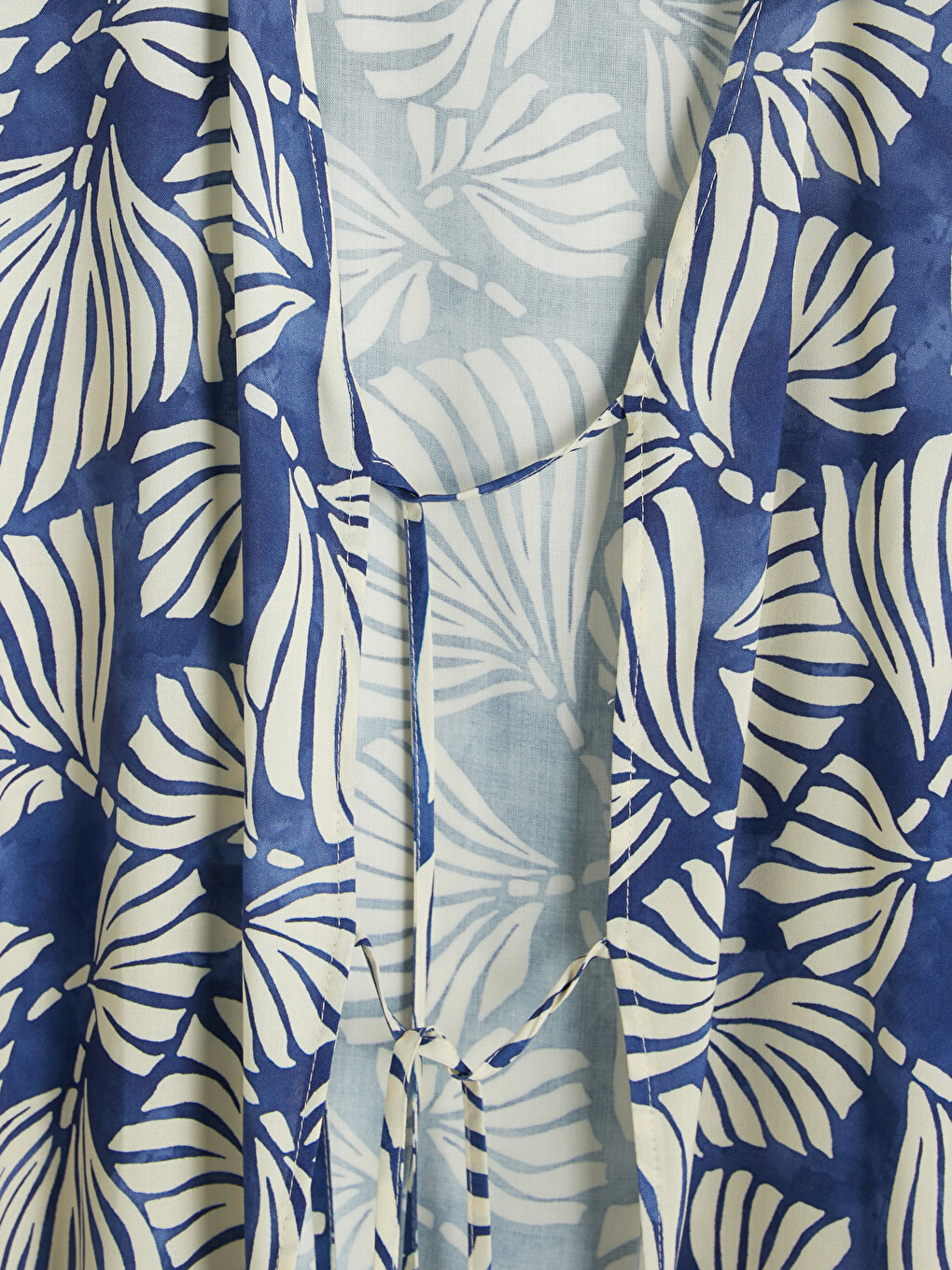 Mavi Çiçekli Oversize Kadın Kimono-3