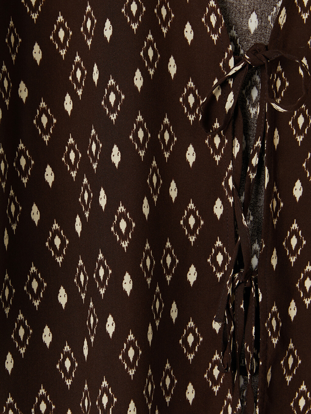 Kahverengi Desenli Oversize Kadın Kimono-1