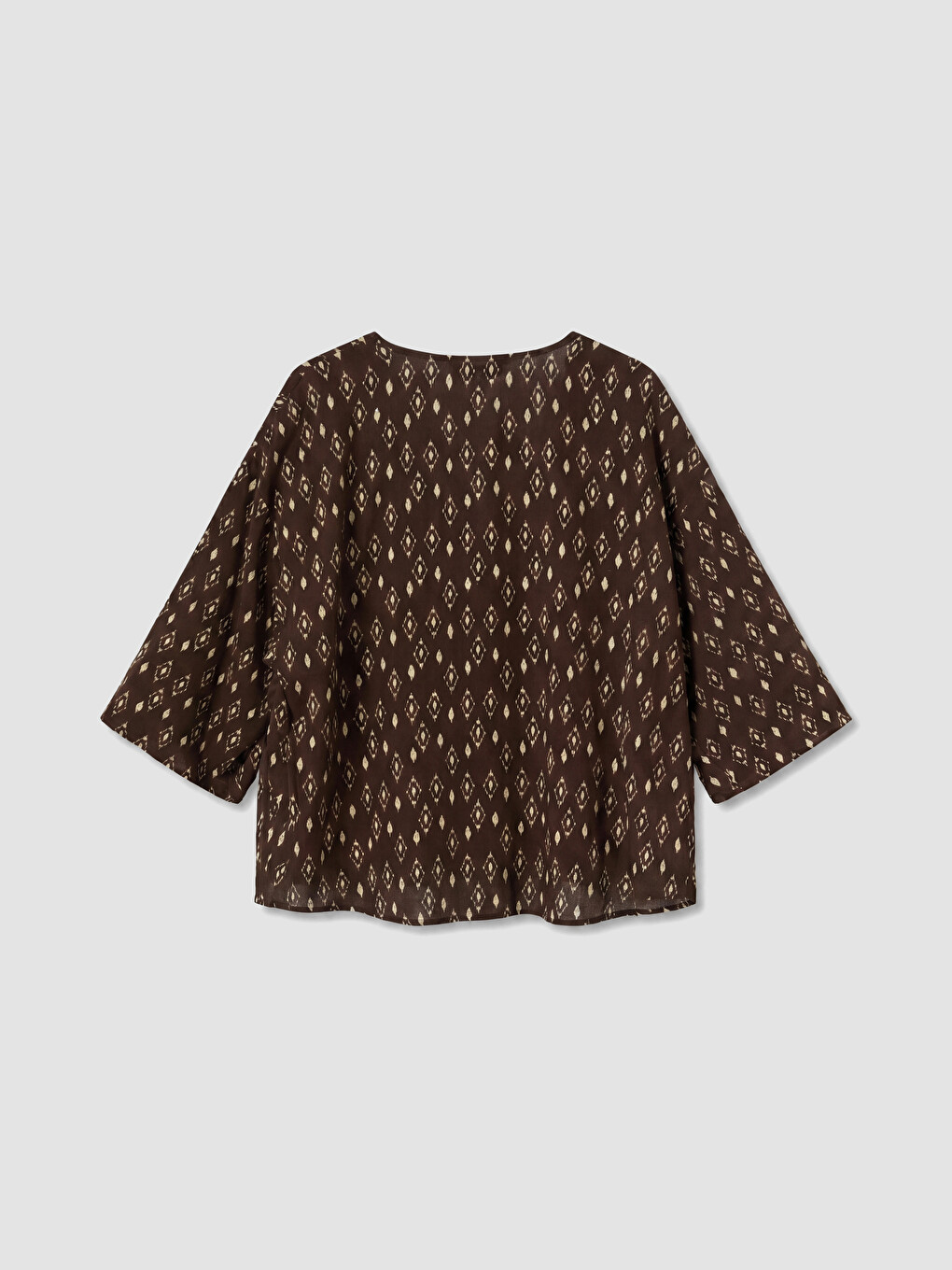 Kahverengi Desenli Oversize Kadın Kimono-2