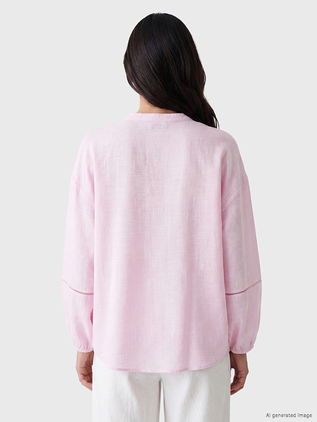 Notch Neck Embroidered Detailed Blouse-3