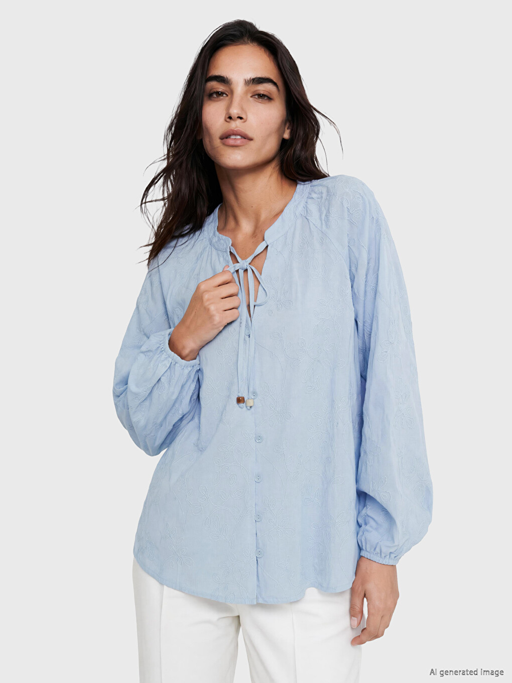 Embroidered Oversize 100% Cotton Blouse
