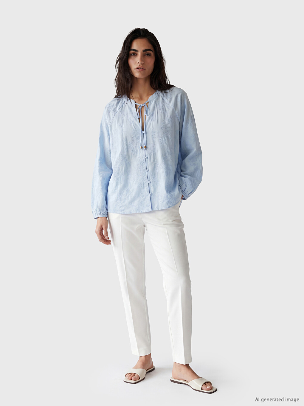 Embroidered Oversize 100% Cotton Blouse-1