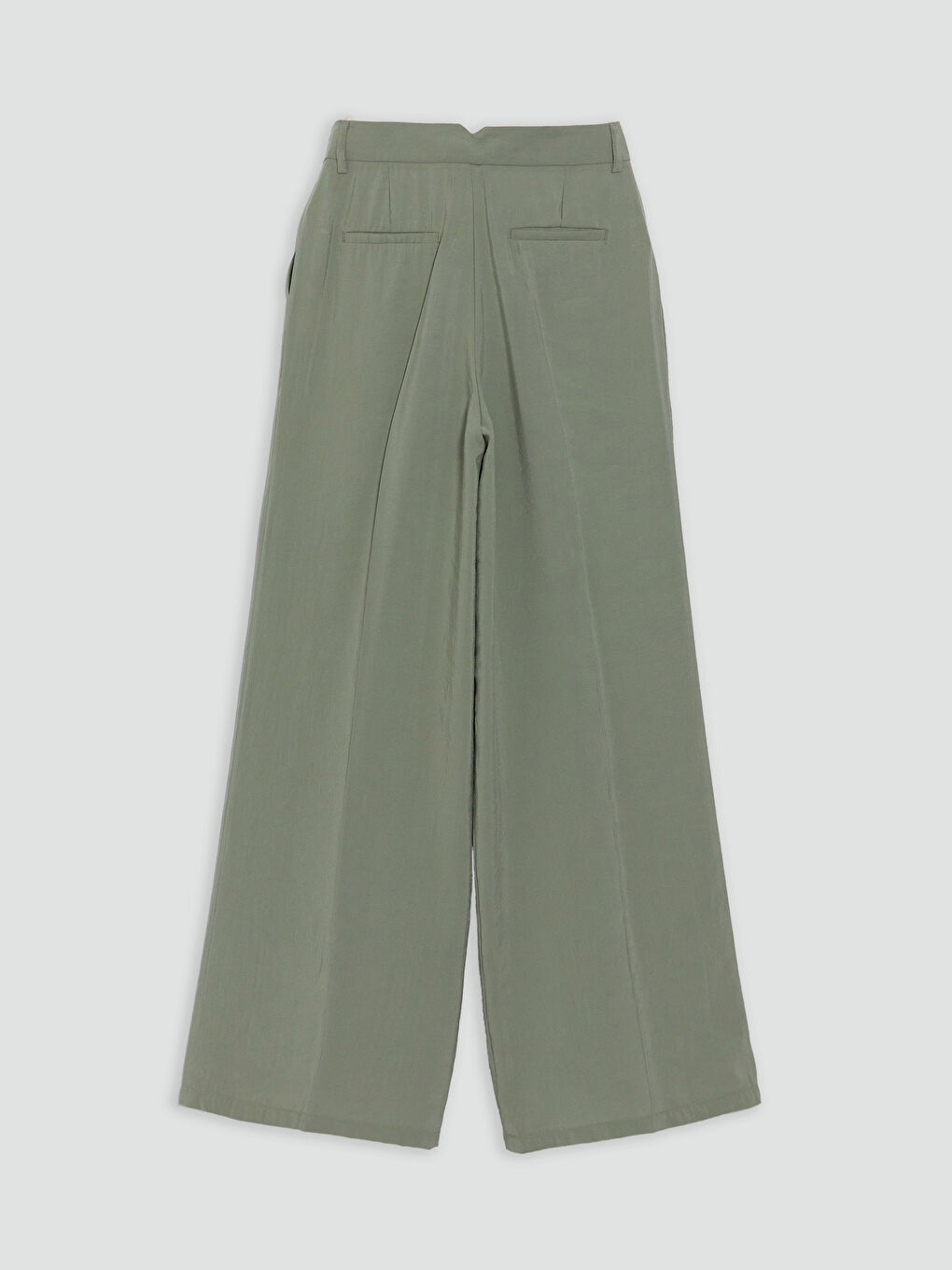 Yeşil Yüksek Bel Pileli Kadın Kumaş Pantolon-4