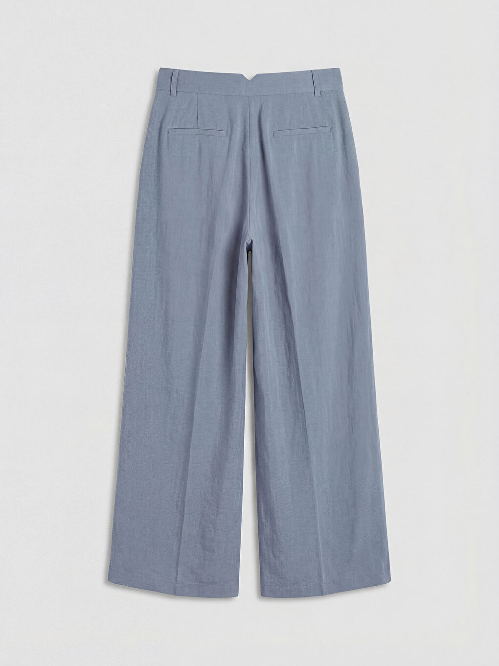 Mavi Yüksek Bel Pileli Kadın Kumaş Pantolon-1