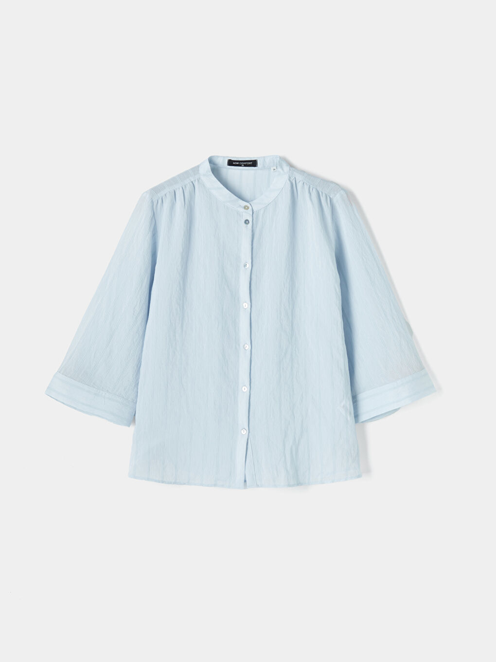 Mavi Hakim Yaka Dokulu Kadın Gömlek-3