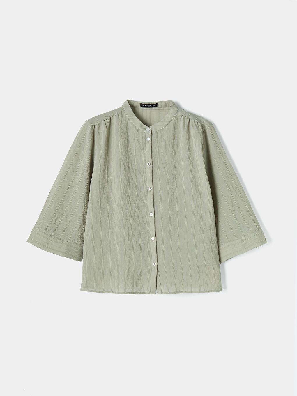 Yeşil Hakim Yaka Dokulu Kadın Gömlek-3