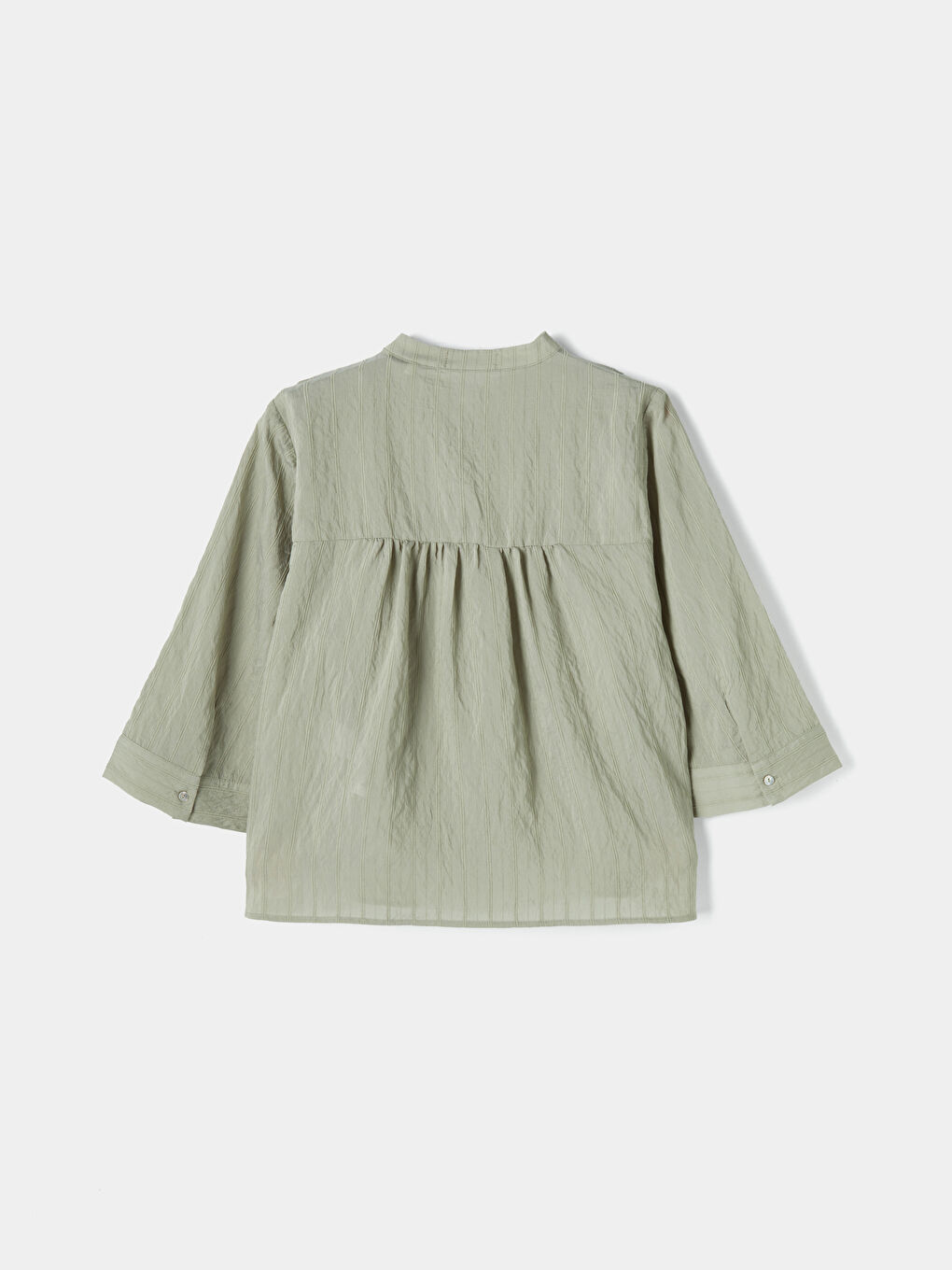 Yeşil Hakim Yaka Dokulu Kadın Gömlek-5