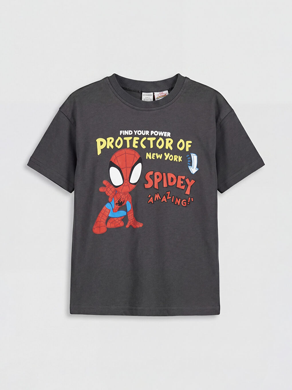 Antrasit Spider-Man Baskılı Erkek Çocuk Tişört-1