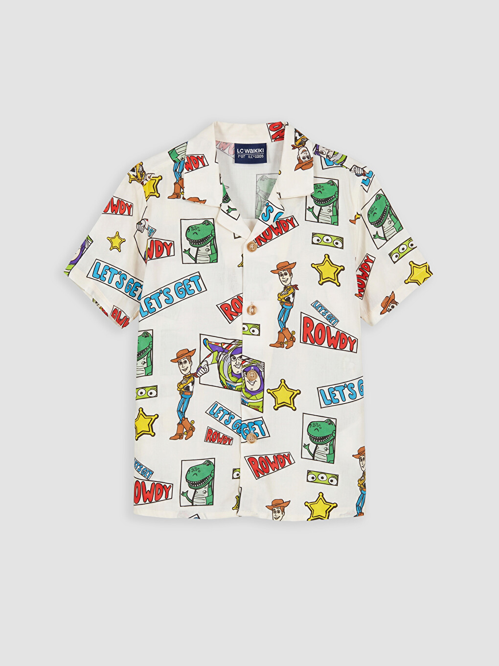 Bej Toy Story Baskılı Erkek Çocuk Gömlek