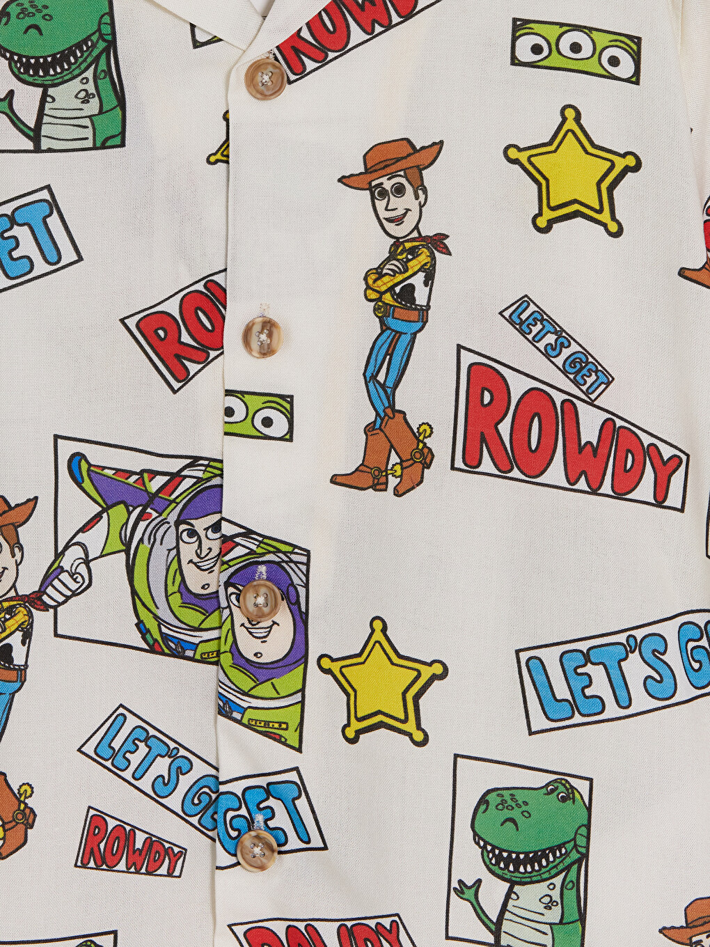 Bej Toy Story Baskılı Erkek Çocuk Gömlek-2