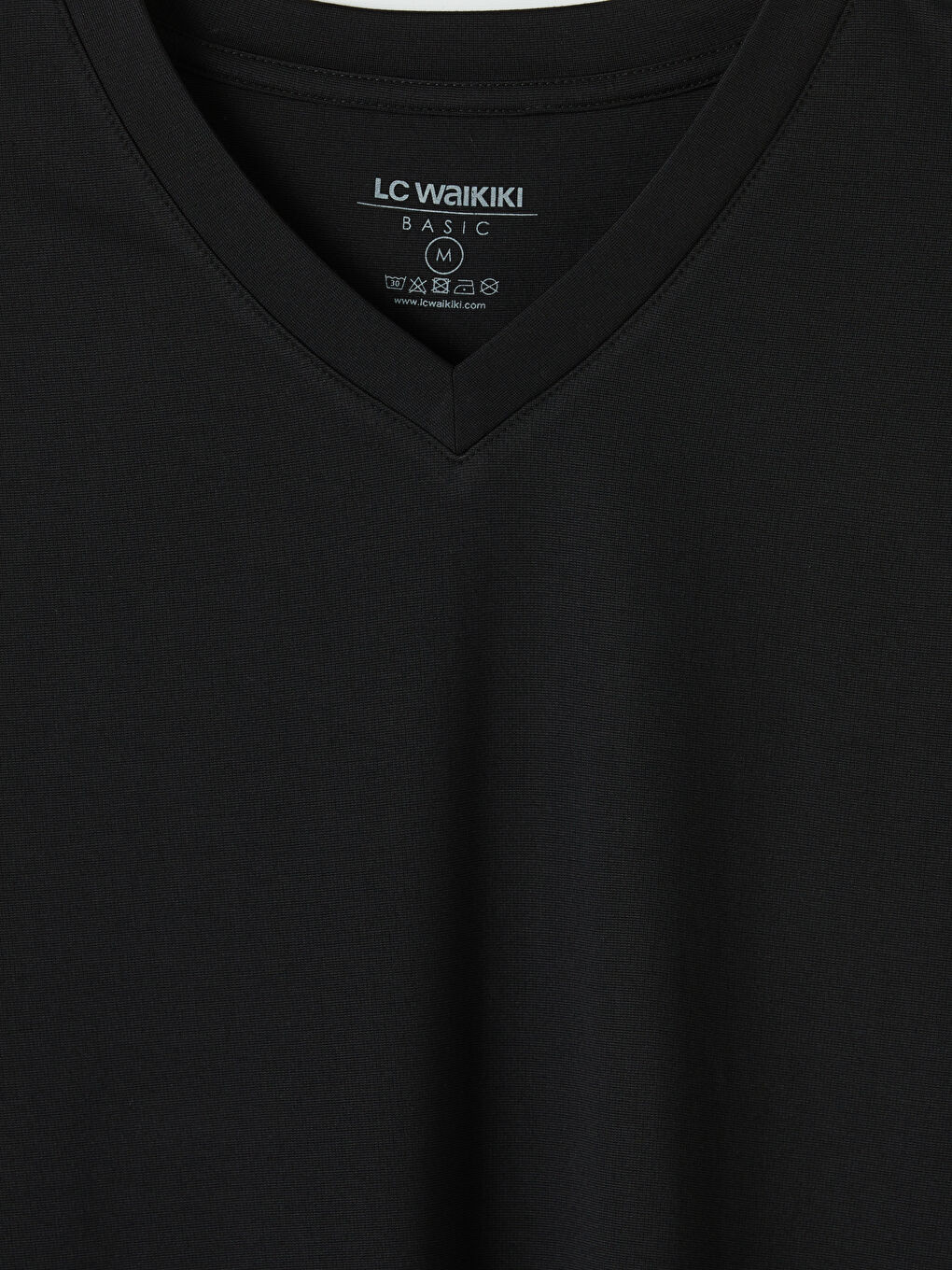 Siyah V Yaka Erkek Penye  Tişört-2