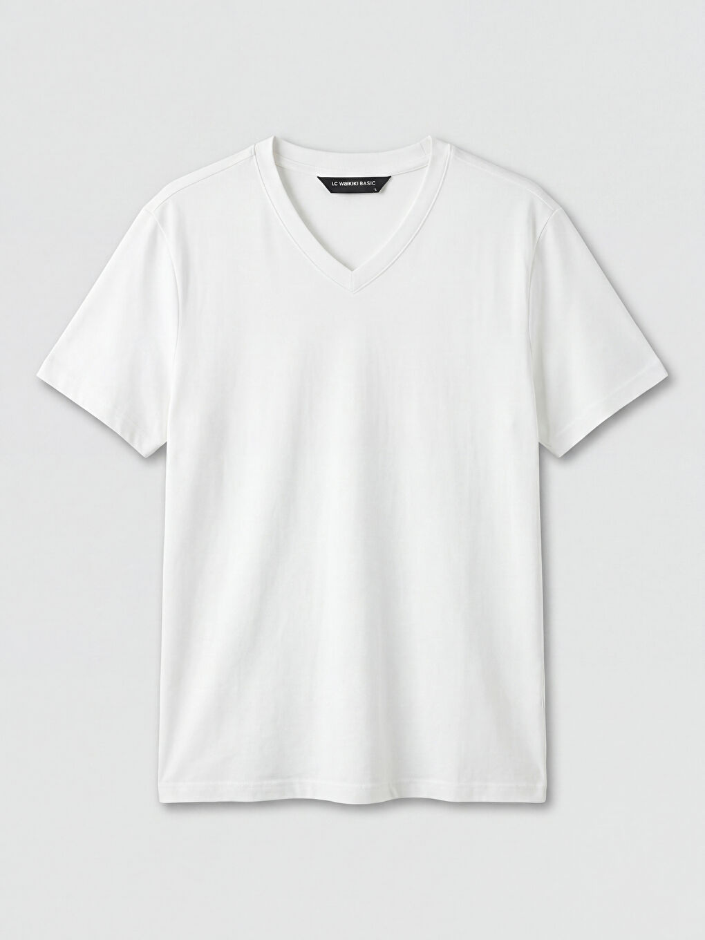 Beyaz V Yaka Erkek Penye  Tişört